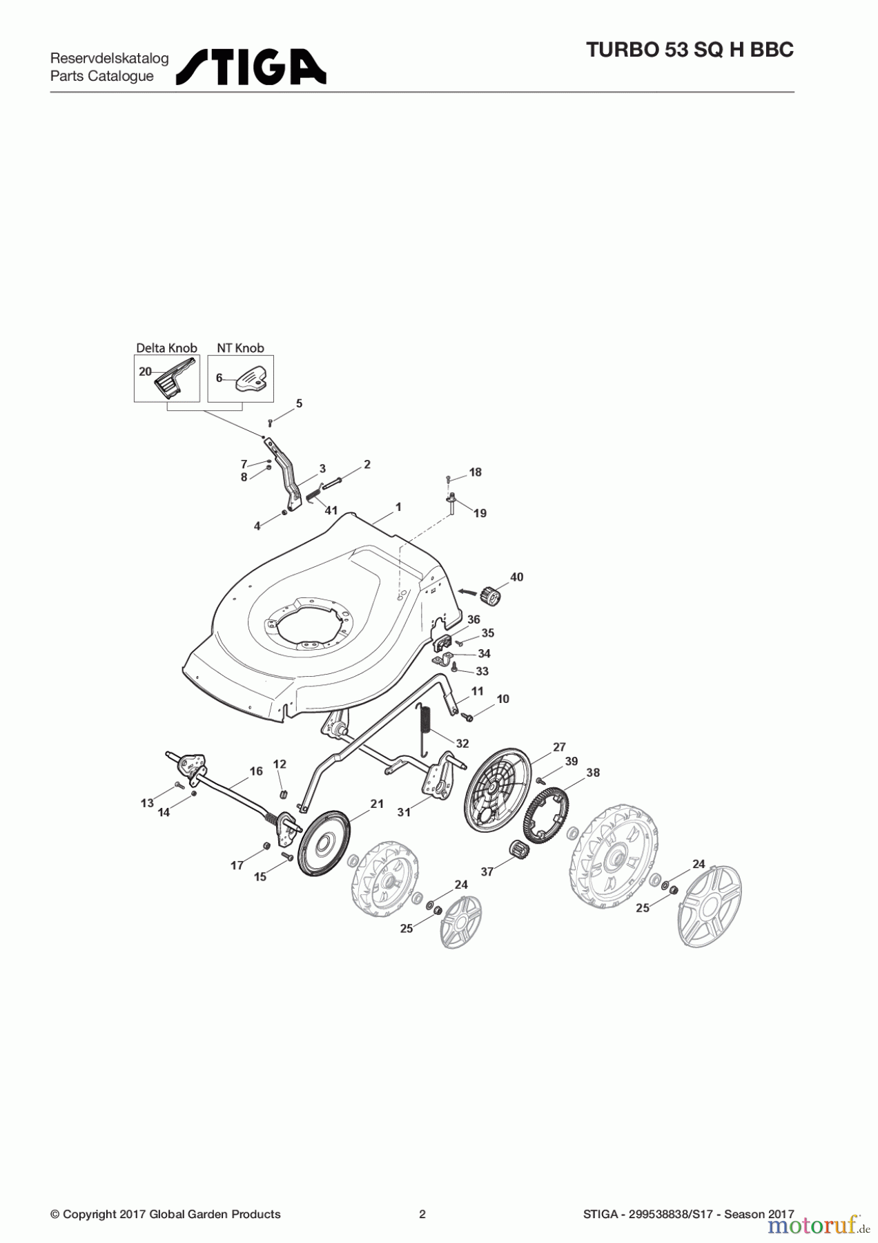Stiga Rasenmäher Baujahr 2017 Benzin Mit Antrieb 2017 TURBO 53 SQ H BBC 299538838/S17 - Season 2017 Deck And Height Adjusting