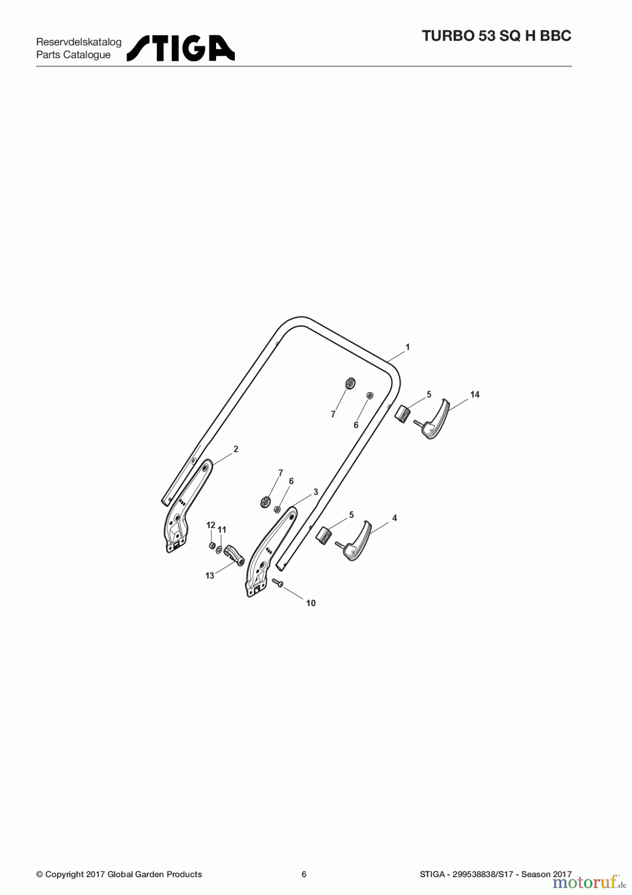Stiga Rasenmäher Baujahr 2017 Benzin Mit Antrieb 2017 TURBO 53 SQ H BBC 299538838/S17 - Season 2017 Handle, Lower Part