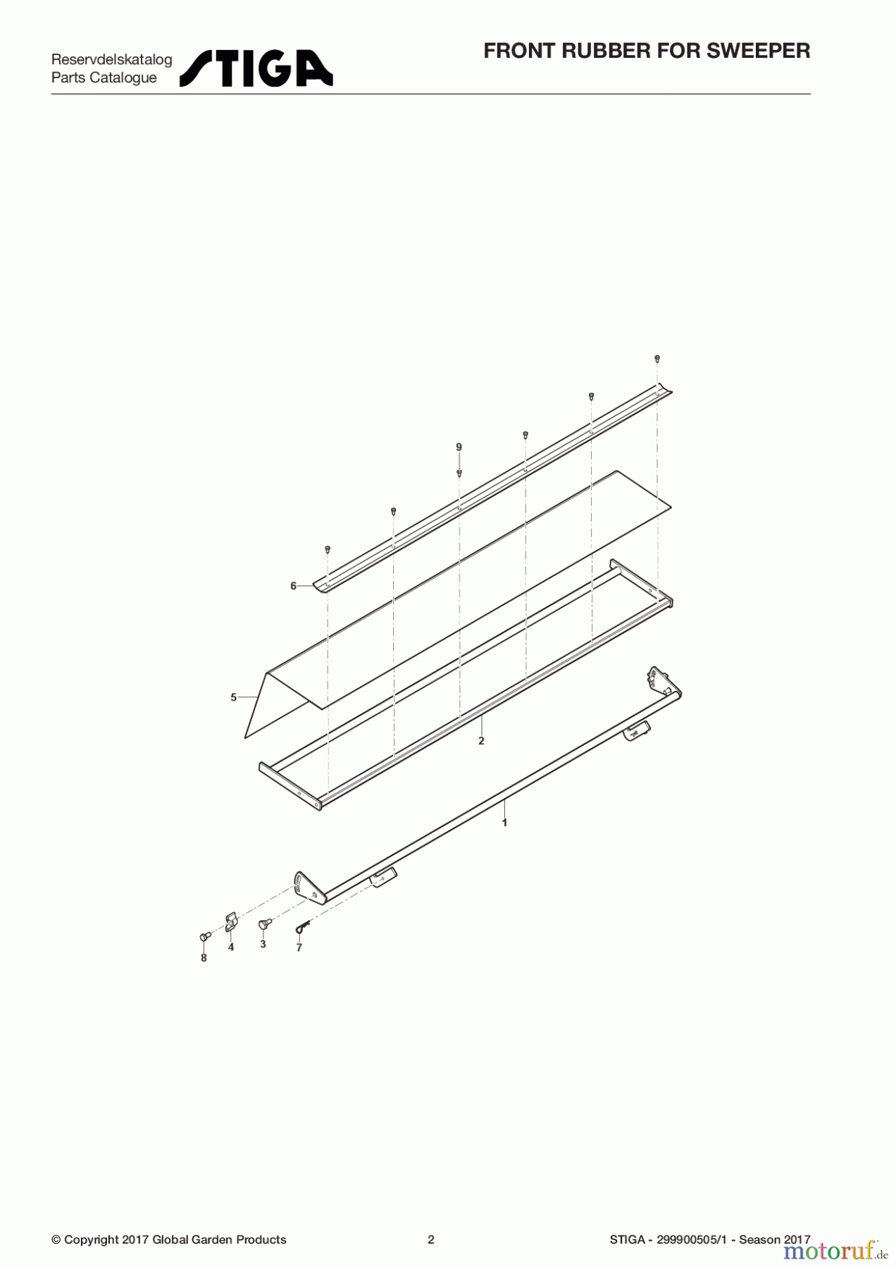  Stiga Aufsitzmäher Anbaugeräte Baujahr 2017 FRONT RUBBER for Sweeper 299900505/1 - Season 2017 Rubber Guard