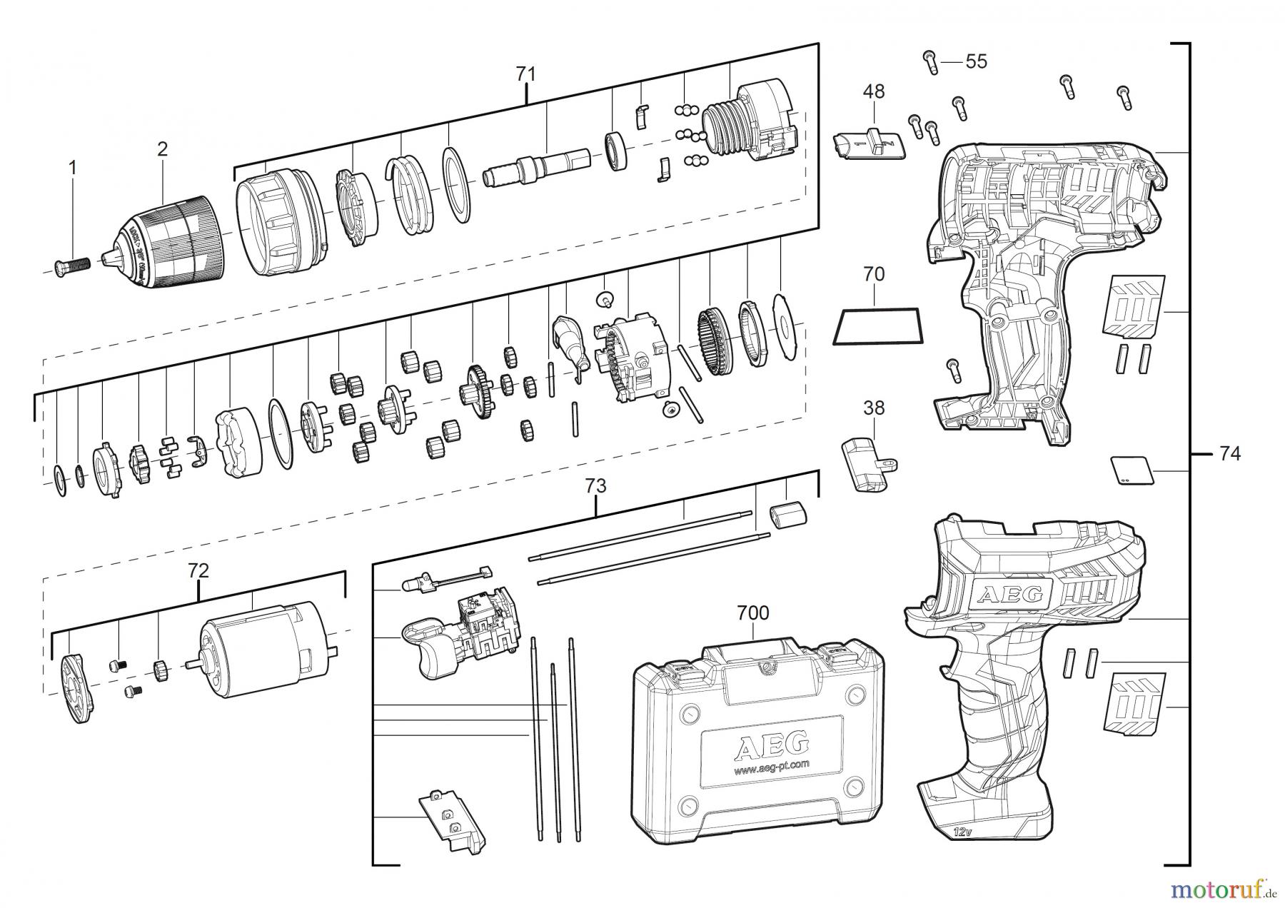 AEG Powertools Bohren und Schrauben Akku Geräte 12 Volt BS 12G3 AKKU-BOHRMASCHINE Seite 1