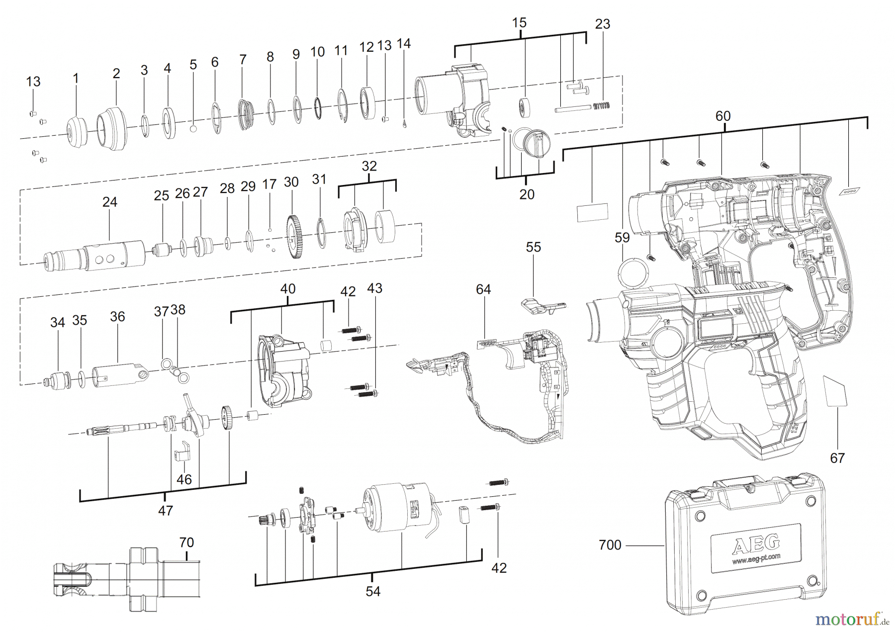 AEG Powertools Bohren und Schrauben Akku Geräte 12 Volt BBH 12 Akku-Bohrhammer Seite 1
