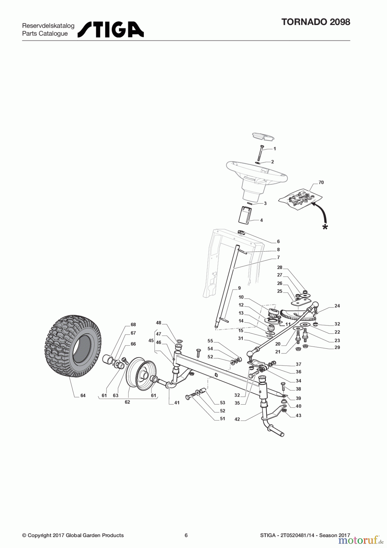Stiga Aufsitzmäher Baujahr 2017 TORNADO 2098 2T0520481/14 - Season 2017 Steering