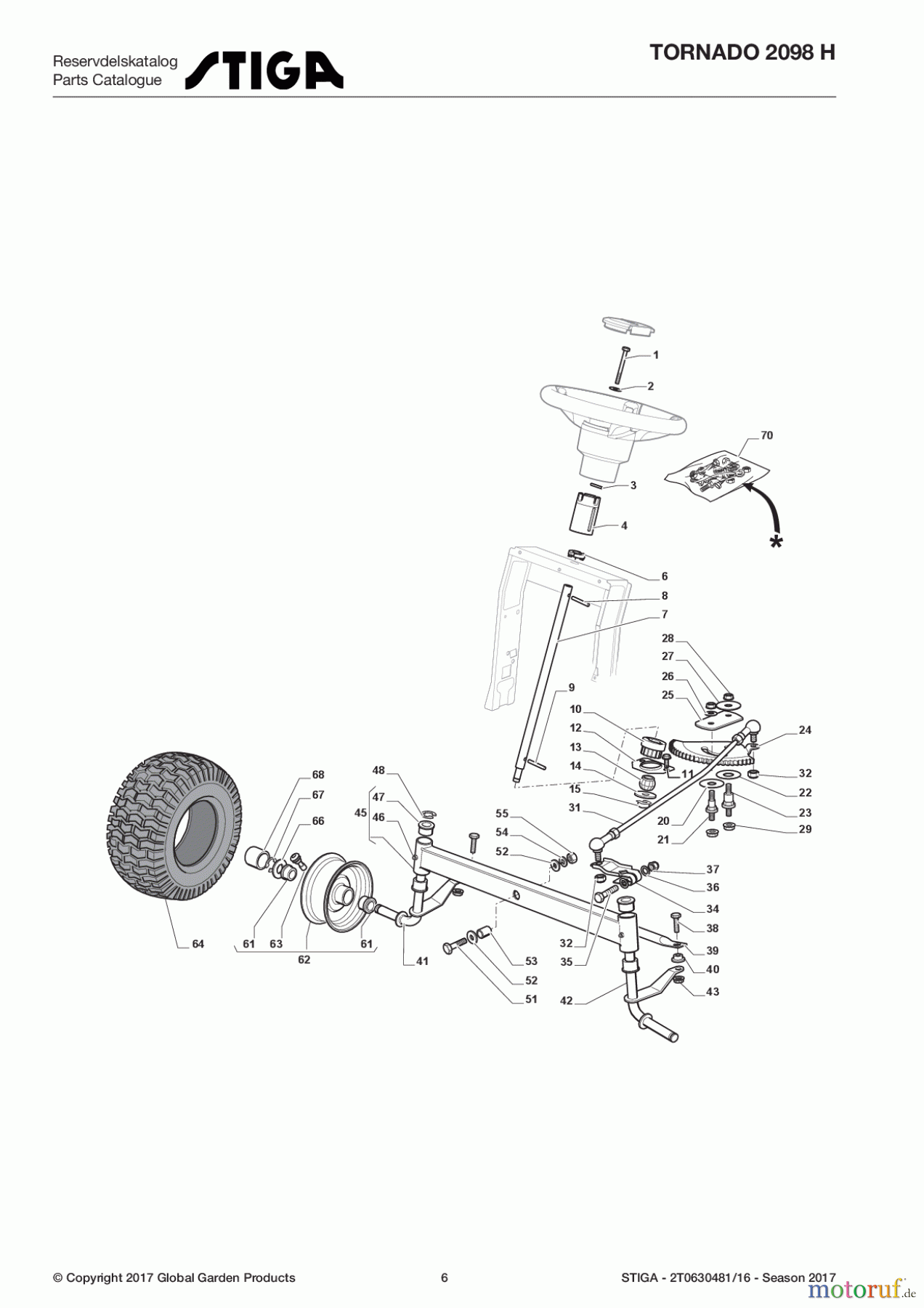  Stiga Aufsitzmäher Baujahr 2017 TORNADO 2098 H 2T0630481/16 - Season 2017 Steering