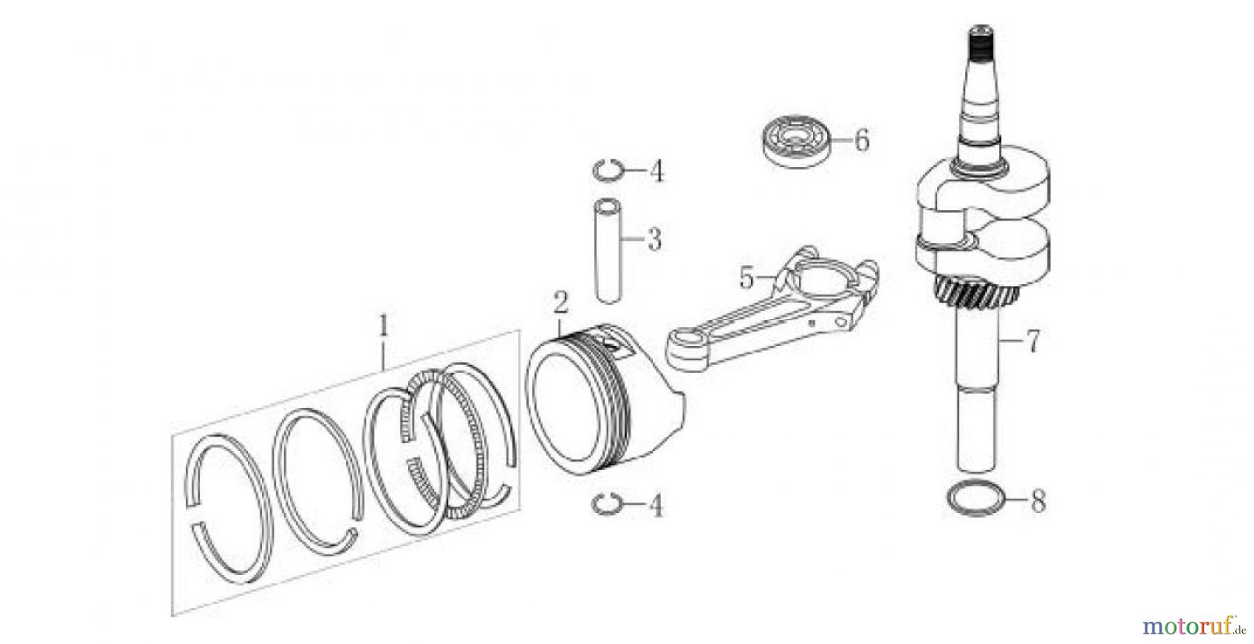 LONCIN Motoren LC1P61FA, LC1P65FA Kurbellwelle, Kolben