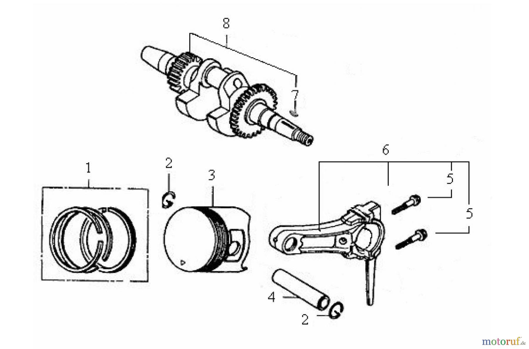 LONCIN Motoren LC154F Kurbelwelle, Kolben, Pleuel
