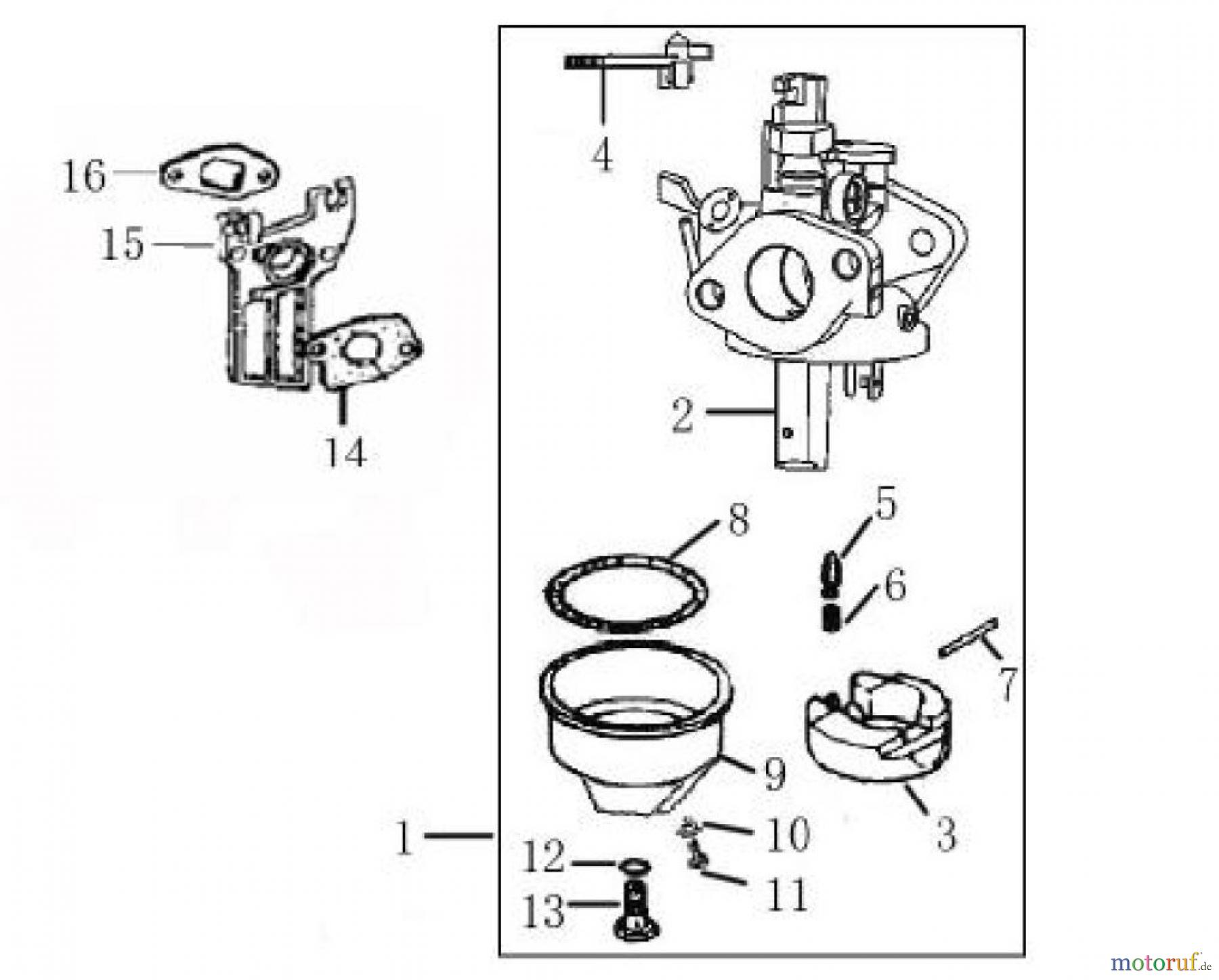LONCIN Motoren LC165F, LC165FD, LC170F, LC170FD Vergaser