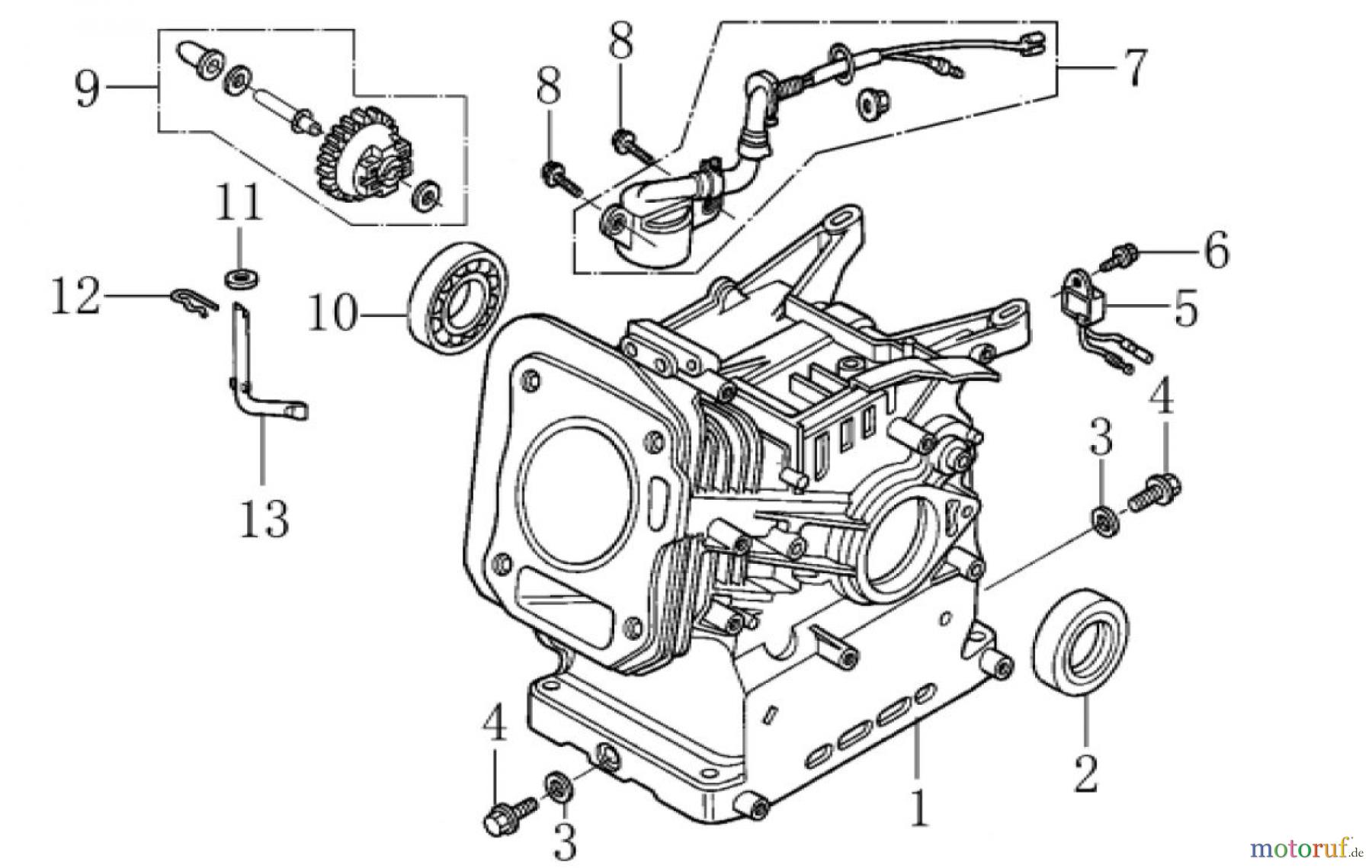 LONCIN Motoren LC168F(D)-1、LC168F(D)-2、LC168F(D)-1B、LC168F(D)-2B、LC168F(D)-1C、LC168F(D)-2C、G160F(D)、G200F(D)、G160F(D)-B、G200F(D)-B、G160F(D)-C、G200F(D)-C Kurbelgehäuse