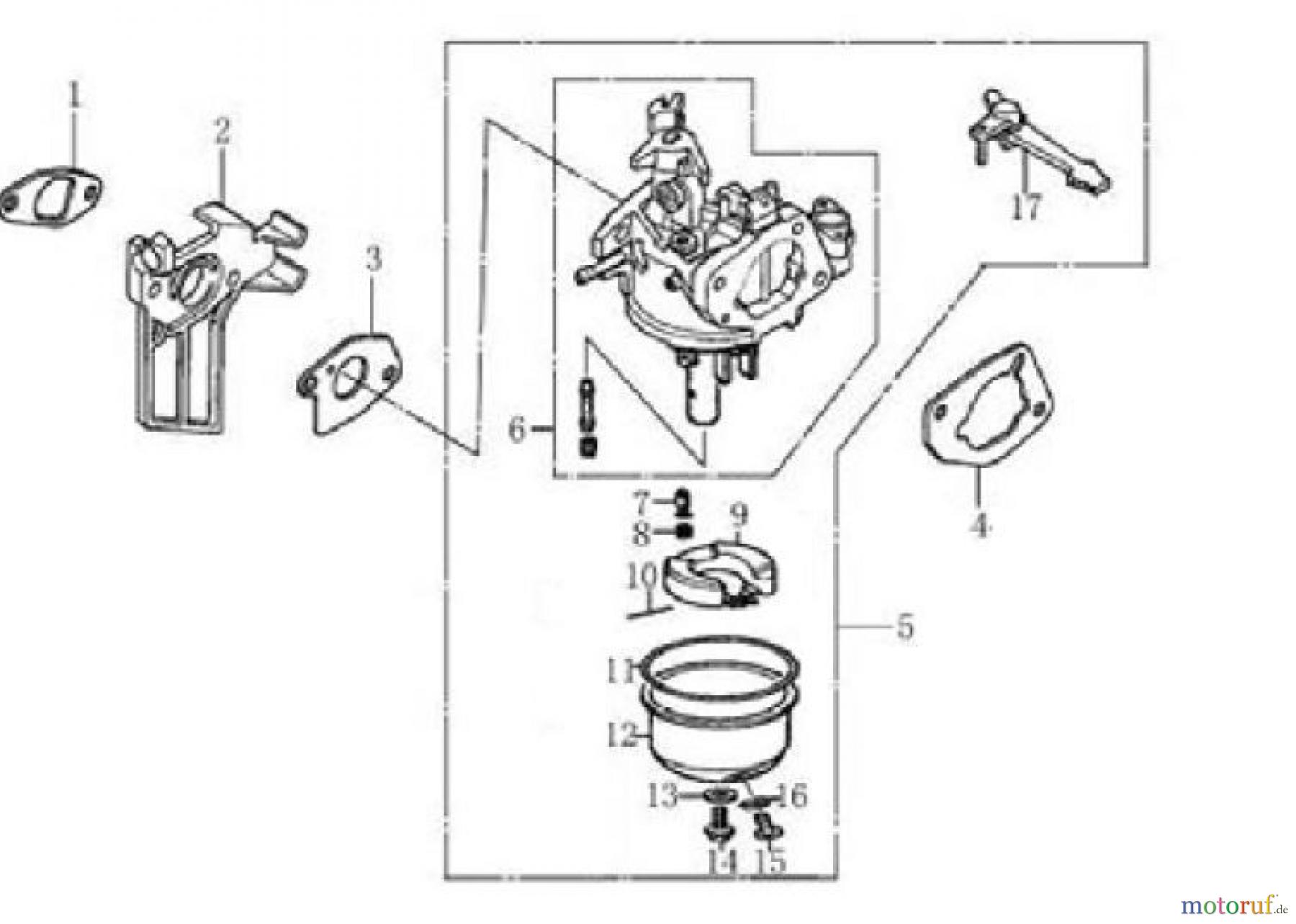 LONCIN Motoren LC168F(D)-1、LC168F(D)-2、LC168F(D)-1B、LC168F(D)-2B、LC168F(D)-1C、LC168F(D)-2C、G160F(D)、G200F(D)、G160F(D)-B、G200F(D)-B、G160F(D)-C、G200F(D)-C Vergaser