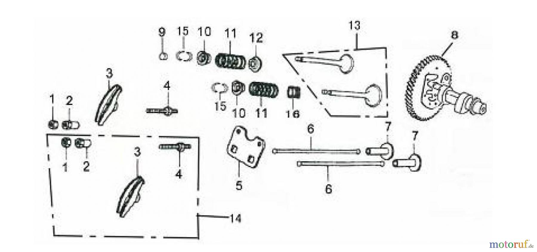 LONCIN Motoren LC190F, LC190FD, LC185F, LC185FD Nockenwelle, Ventile