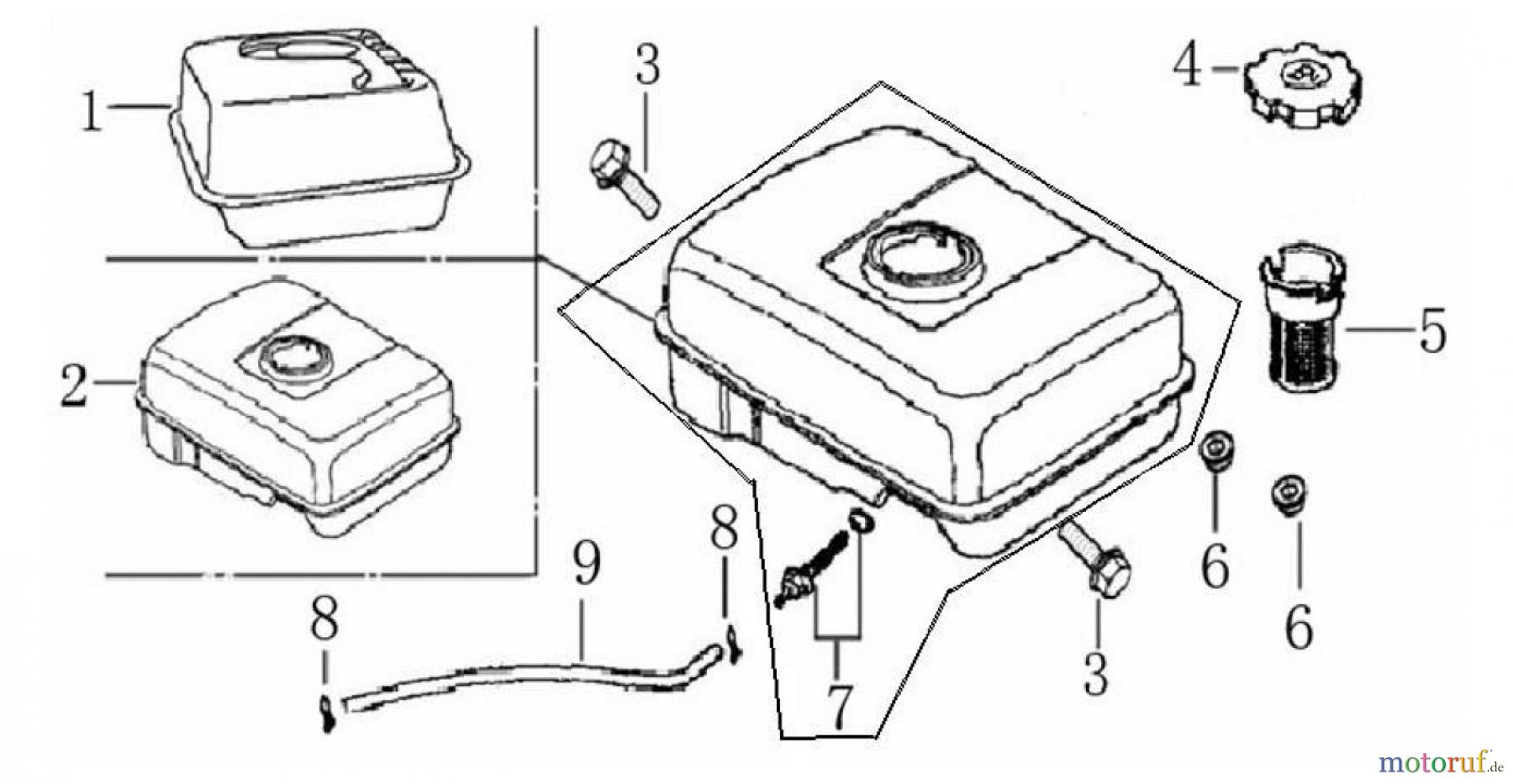 LONCIN Motoren G240F, G240FD, G270F, G270FD Benzintank