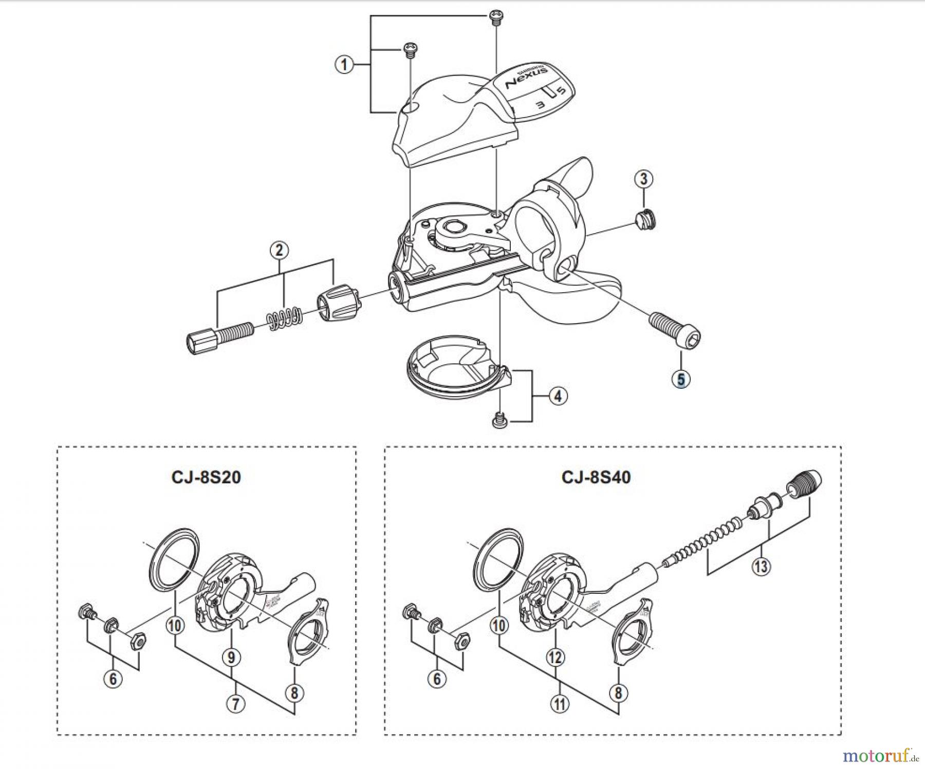 Shimano SL Shift Lever - Schalthebel SL-5S50 NEXUS Rapidfire Plus Lever SL-5S50-3350