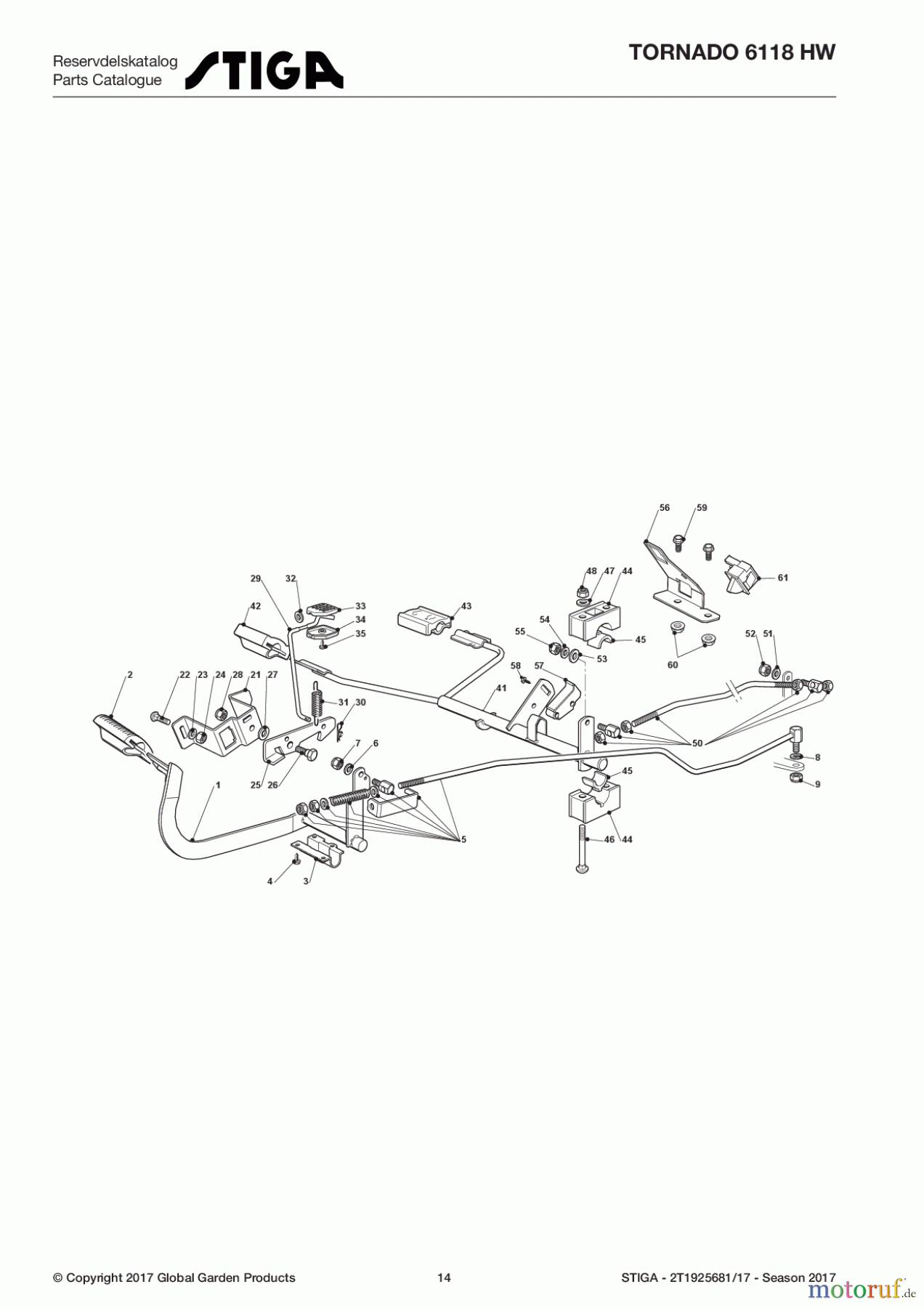 Stiga Aufsitzmäher Baujahr 2017 TORNADO 6118 HW 2T1925681/17 - Season 2017 Brake And Gearbox Controls