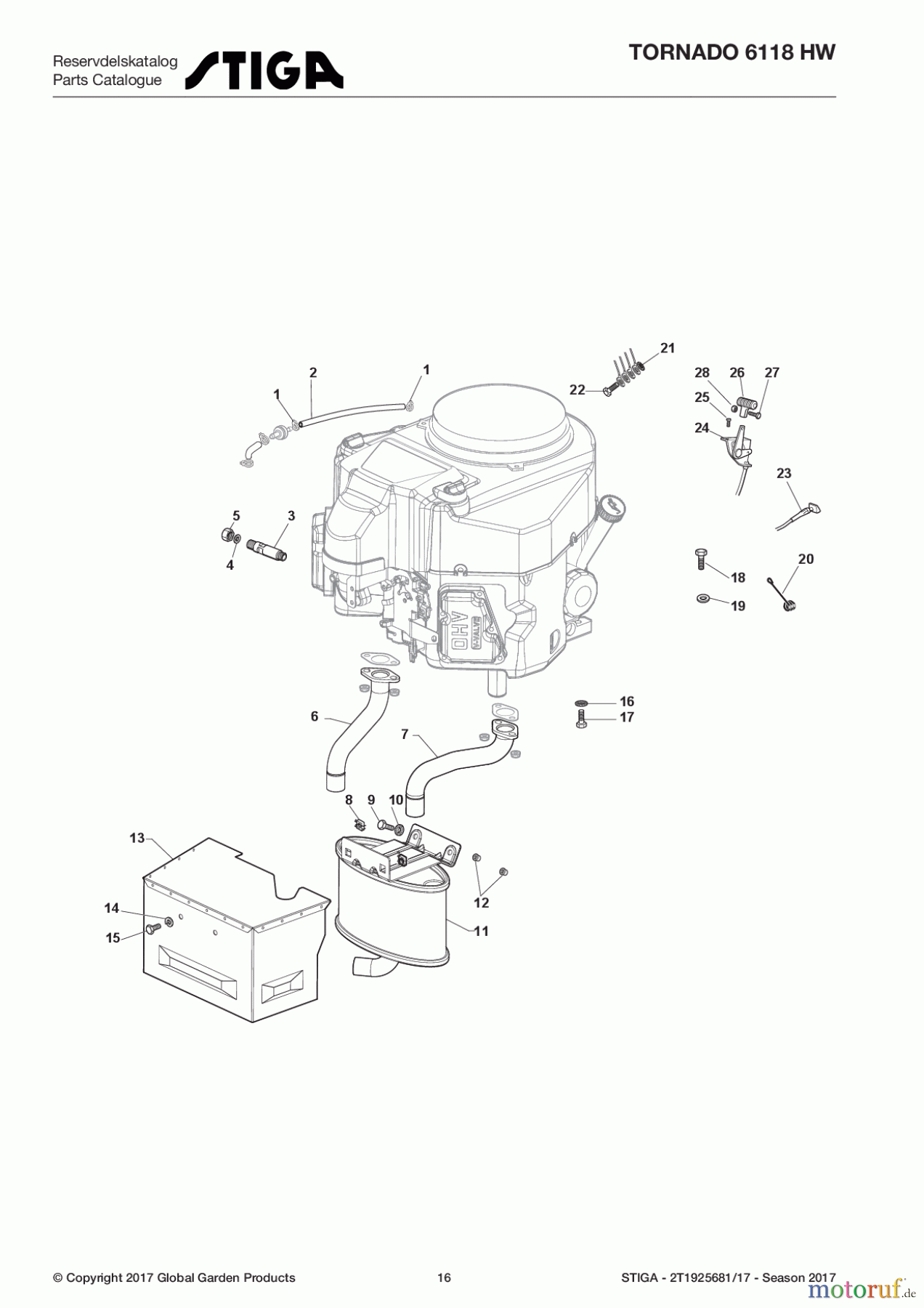 Stiga Aufsitzmäher Baujahr 2017 TORNADO 6118 HW 2T1925681/17 - Season 2017 Engine - Kawasaki