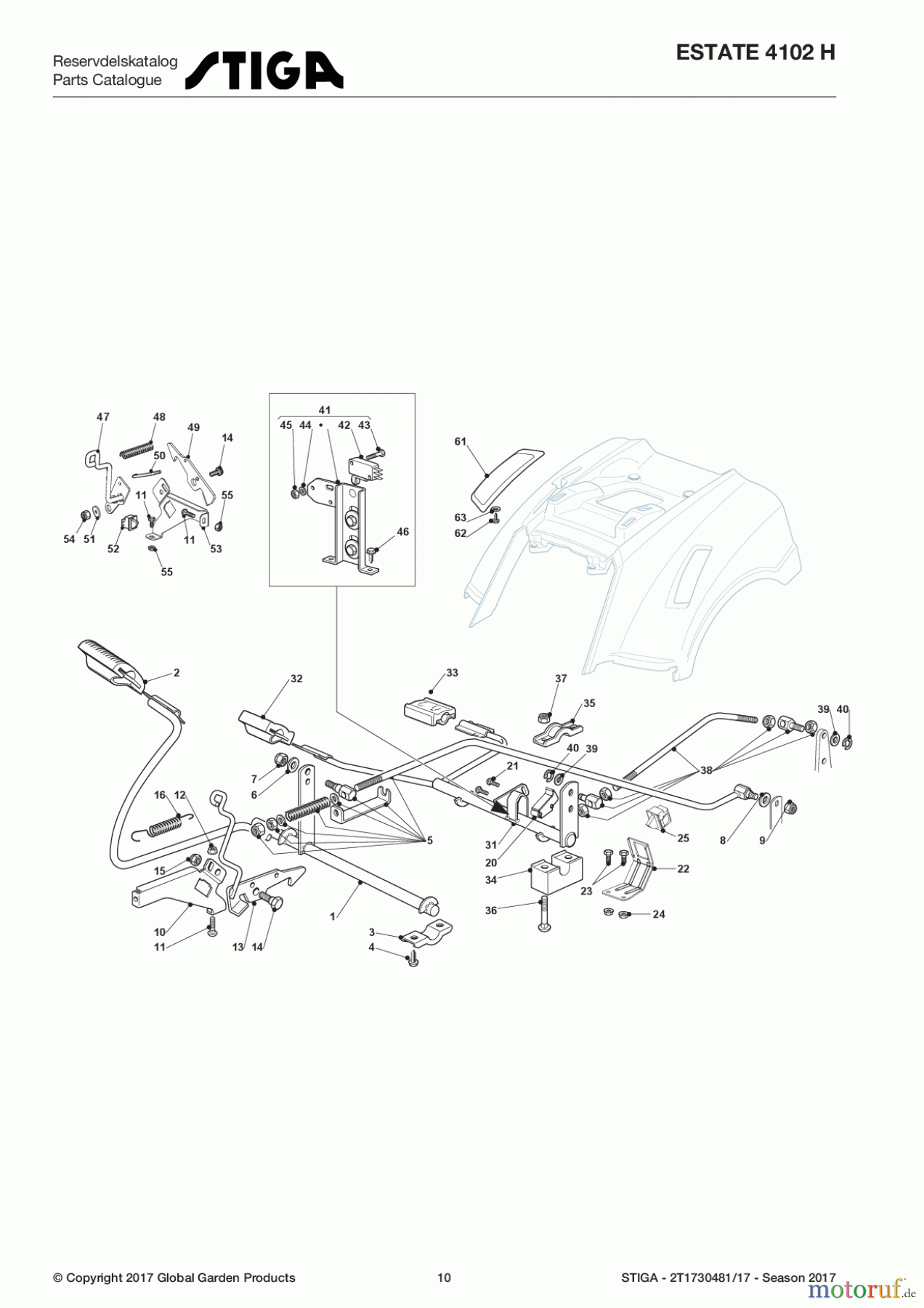 Stiga Aufsitzmäher Baujahr 2017 ESTATE 4102 H 2T1730481/17 - Season 2017 Brake And Gearbox Controls