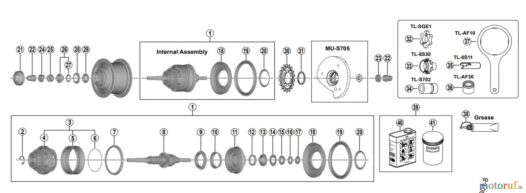 Shimano SG Getriebenabe /Nabenschaltung SG-S7051-8 ALFINE 8-Gang Nabenschaltung