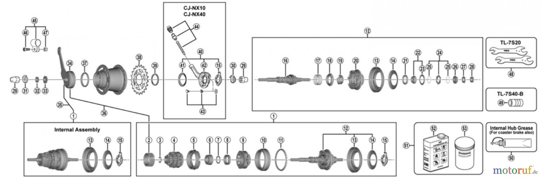 Shimano SG Getriebenabe /Nabenschaltung SG-C3001-7C-DX (-4220B) Nexus 7-Gang Nabenschaltung