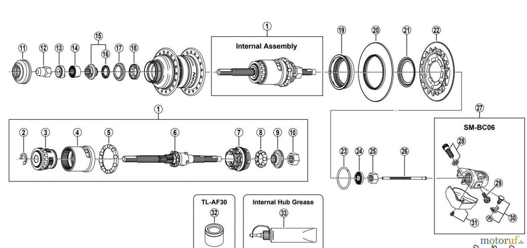 Shimano SG Getriebenabe /Nabenschaltung SG-3D55 NEXUS 3-Speed Internal Hub