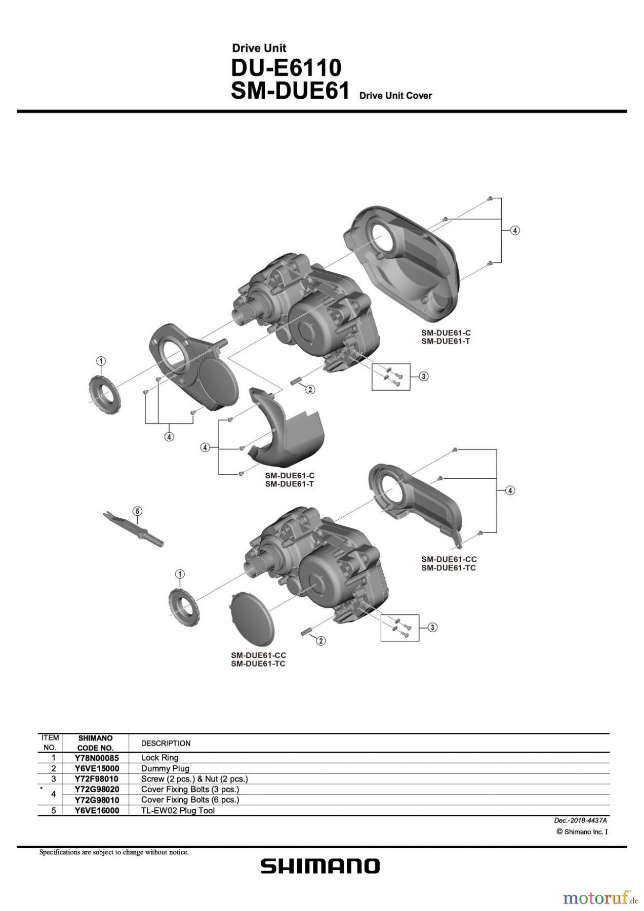 Shimano DU Drive Unit Antriebseinheit (E-Bike) DU-E6110