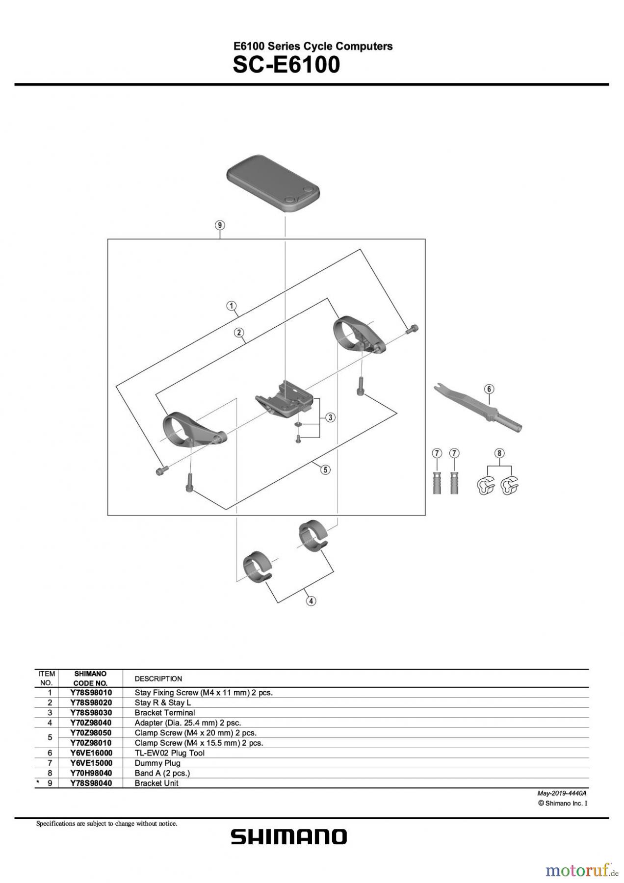 Shimano SC Speed Calculator - Fahrrad-Tacho E-Bike SC-E6100
