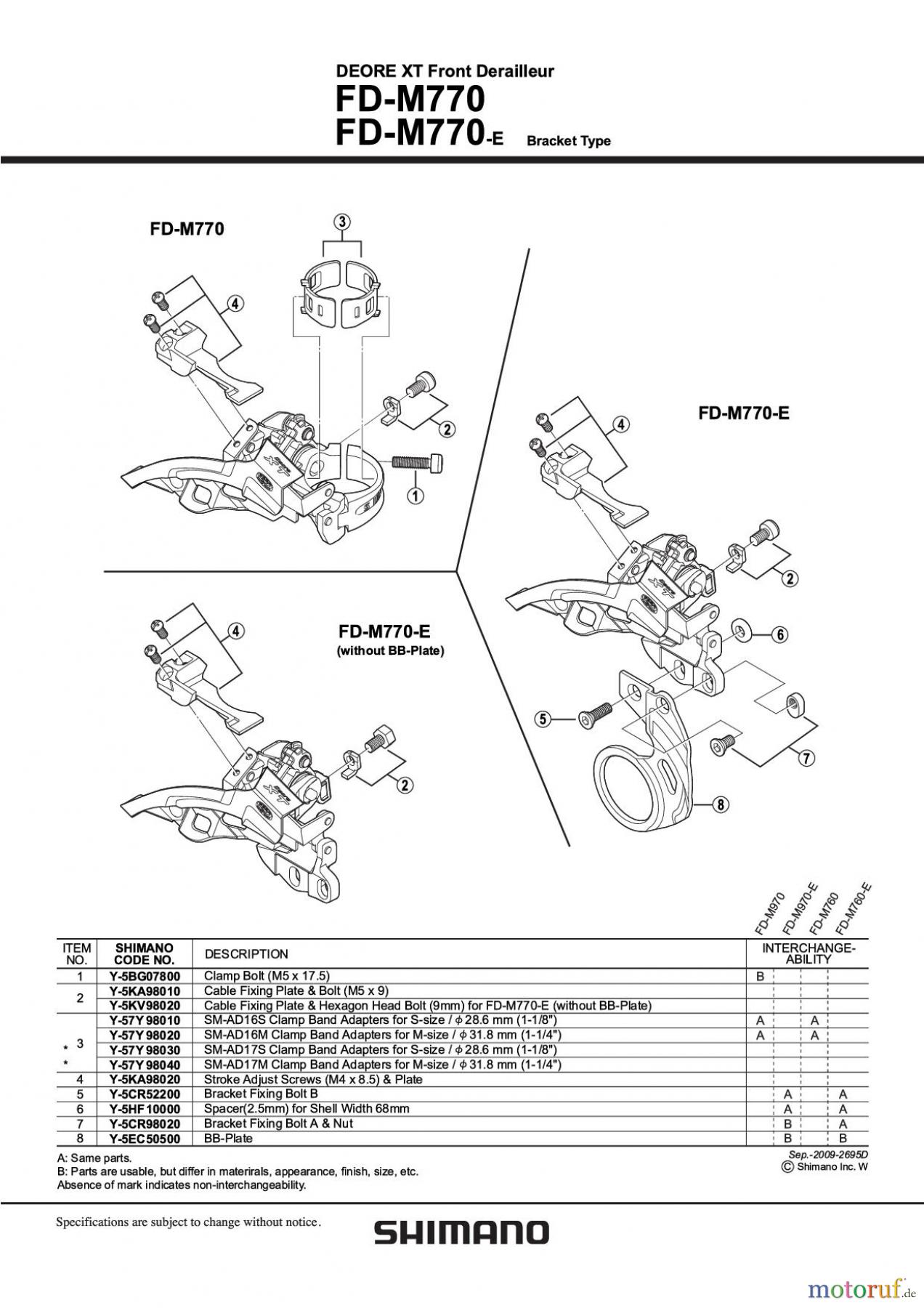 Shimano FD Front Derailleur - Umwerfer FD-M770 (-2695D) Deore XT Umwerfer