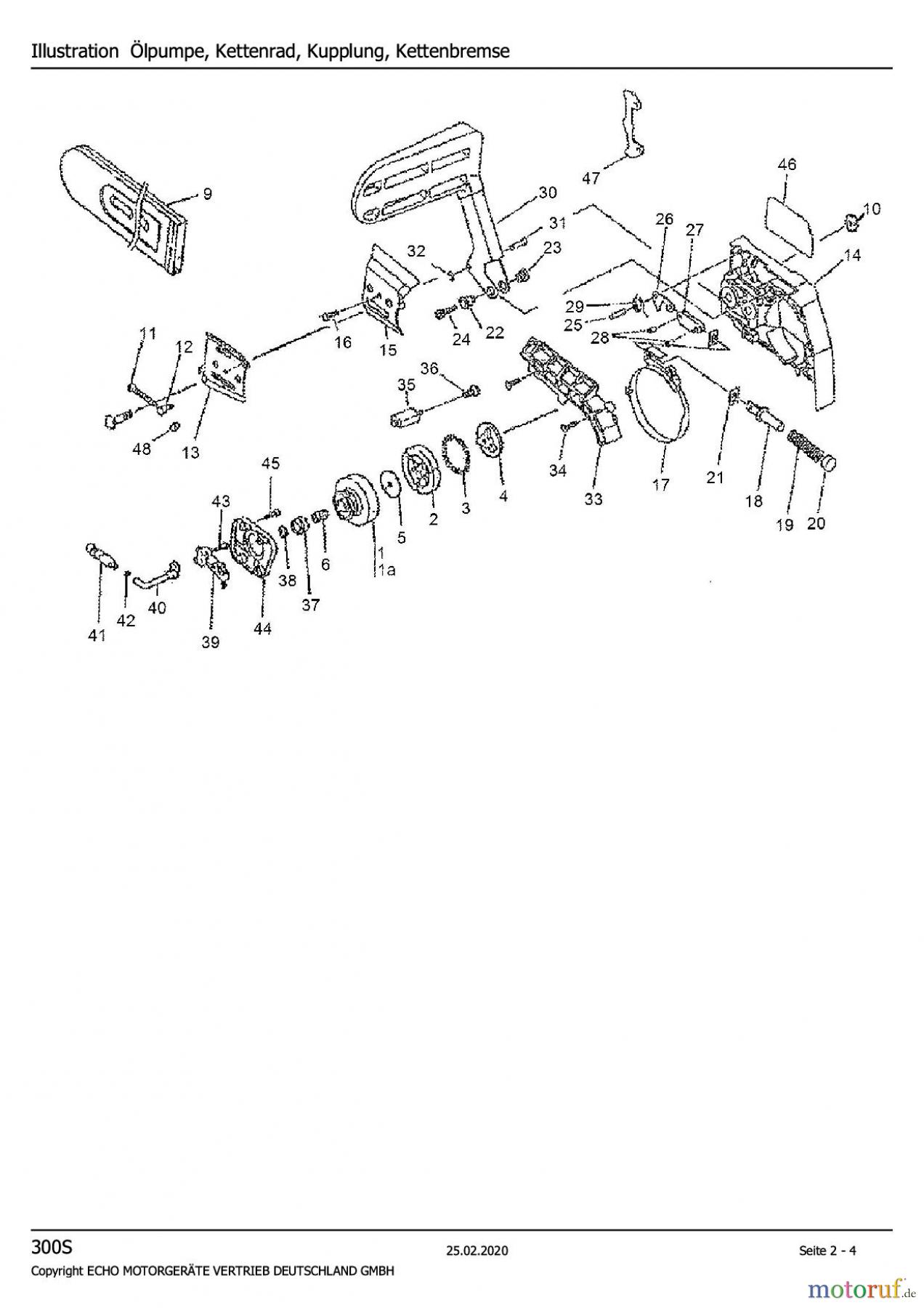 Shindaiwa Sägen, Motorsägen 300S - Shindaiwa Chainsaw Clutch Cover, Brake Version 2
