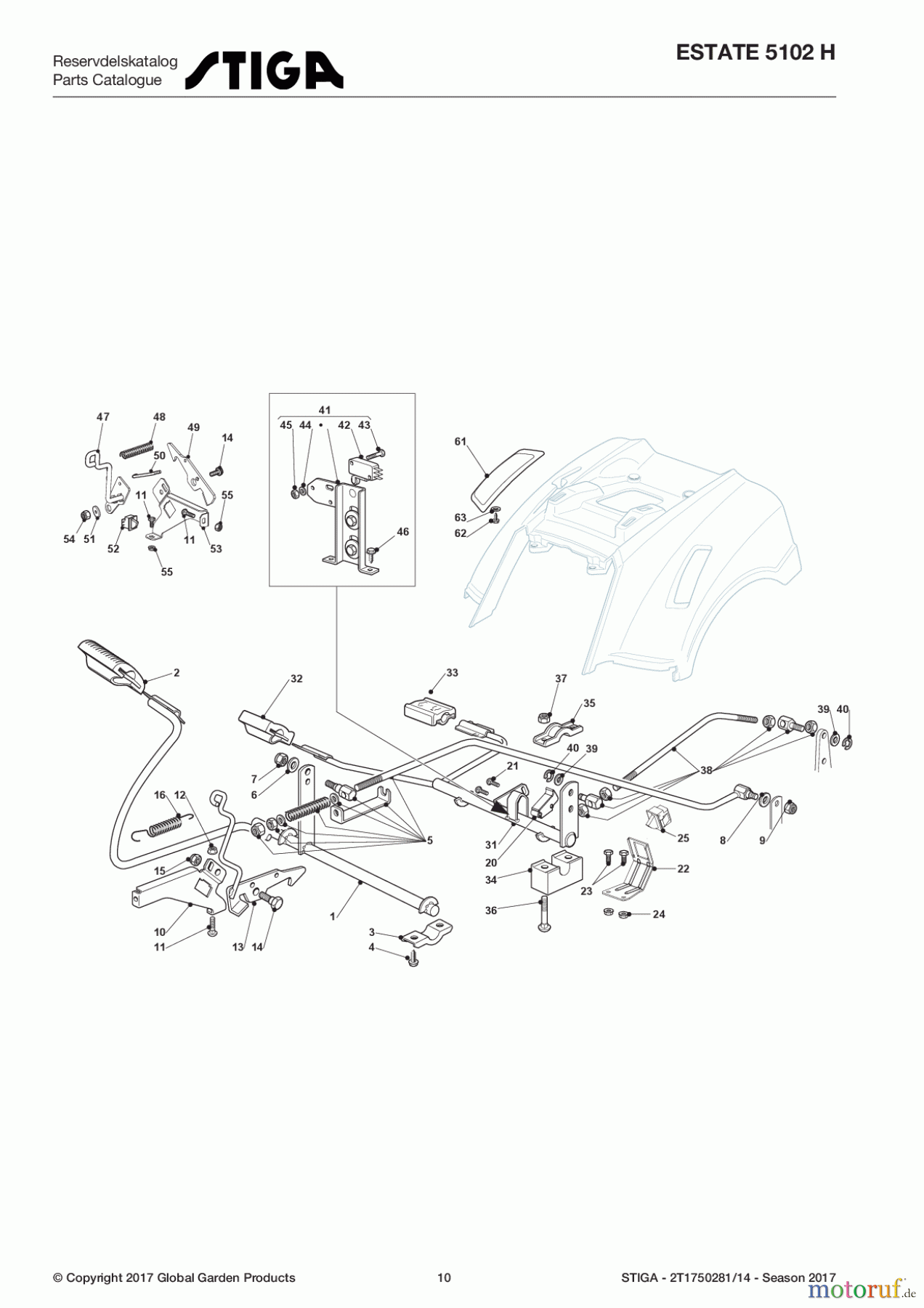Stiga Aufsitzmäher Baujahr 2017 ESTATE 5102 H 2T1750281/14 - Season 2017 Brake And Gearbox Controls