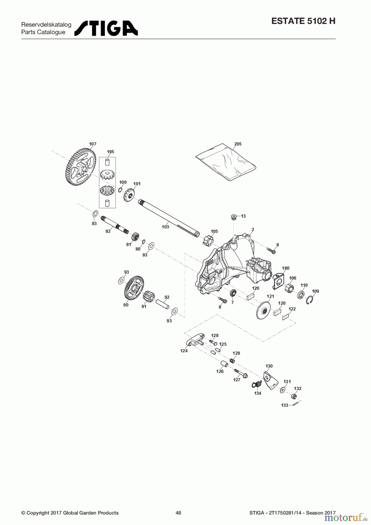 Stiga Aufsitzmäher Baujahr 2017 ESTATE 5102 H 2T1750281/14 - Season 2017 Transmission