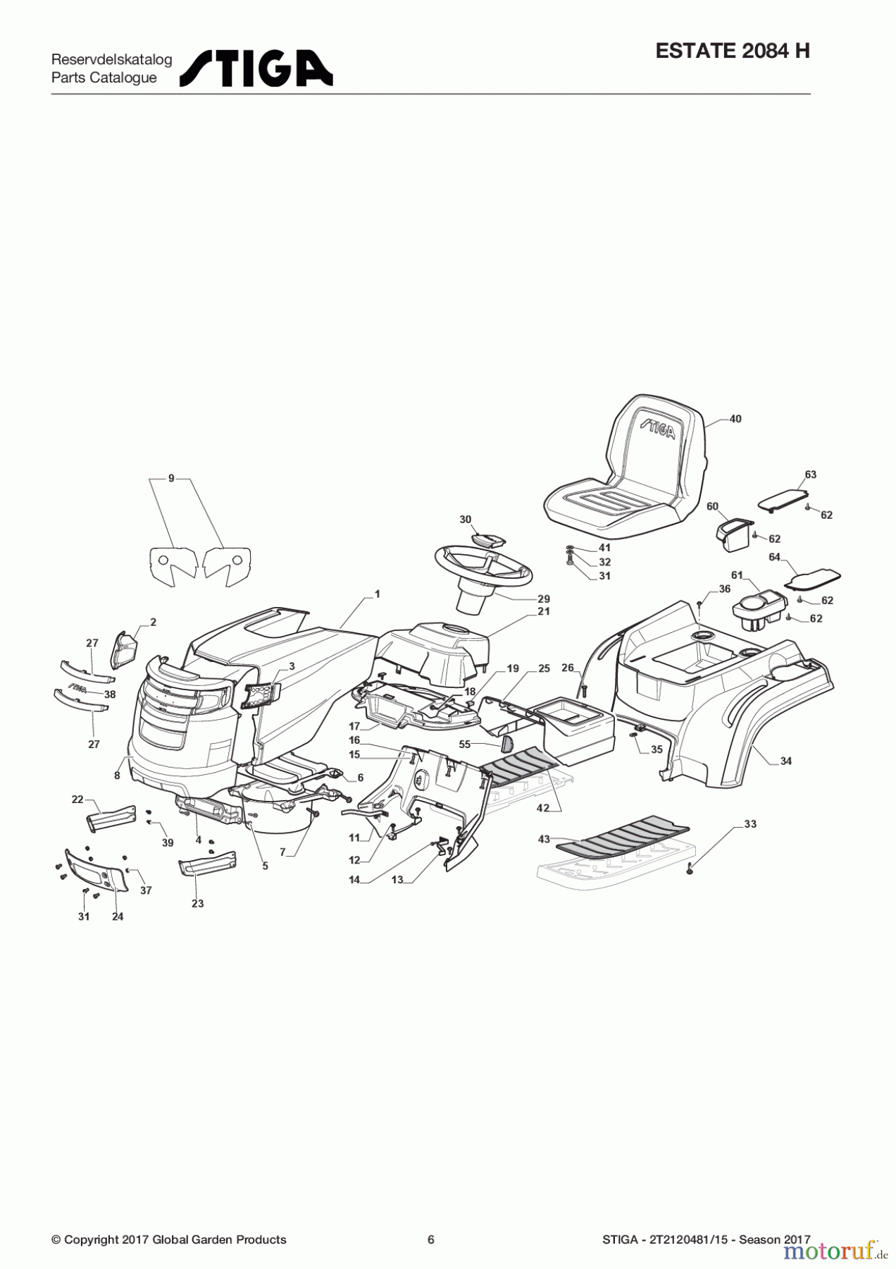 Stiga Aufsitzmäher Baujahr 2017 ESTATE 2084 H 2T2120481/15 - Season 2017 Body