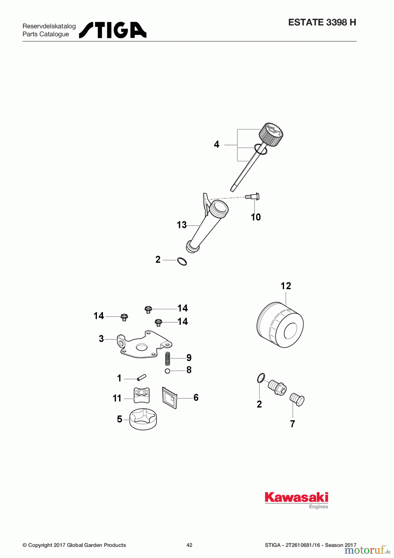  Stiga Aufsitzmäher Baujahr 2017 ESTATE 3398 H 2T2610681/16 - Season 2017 Lubrication-Equipment