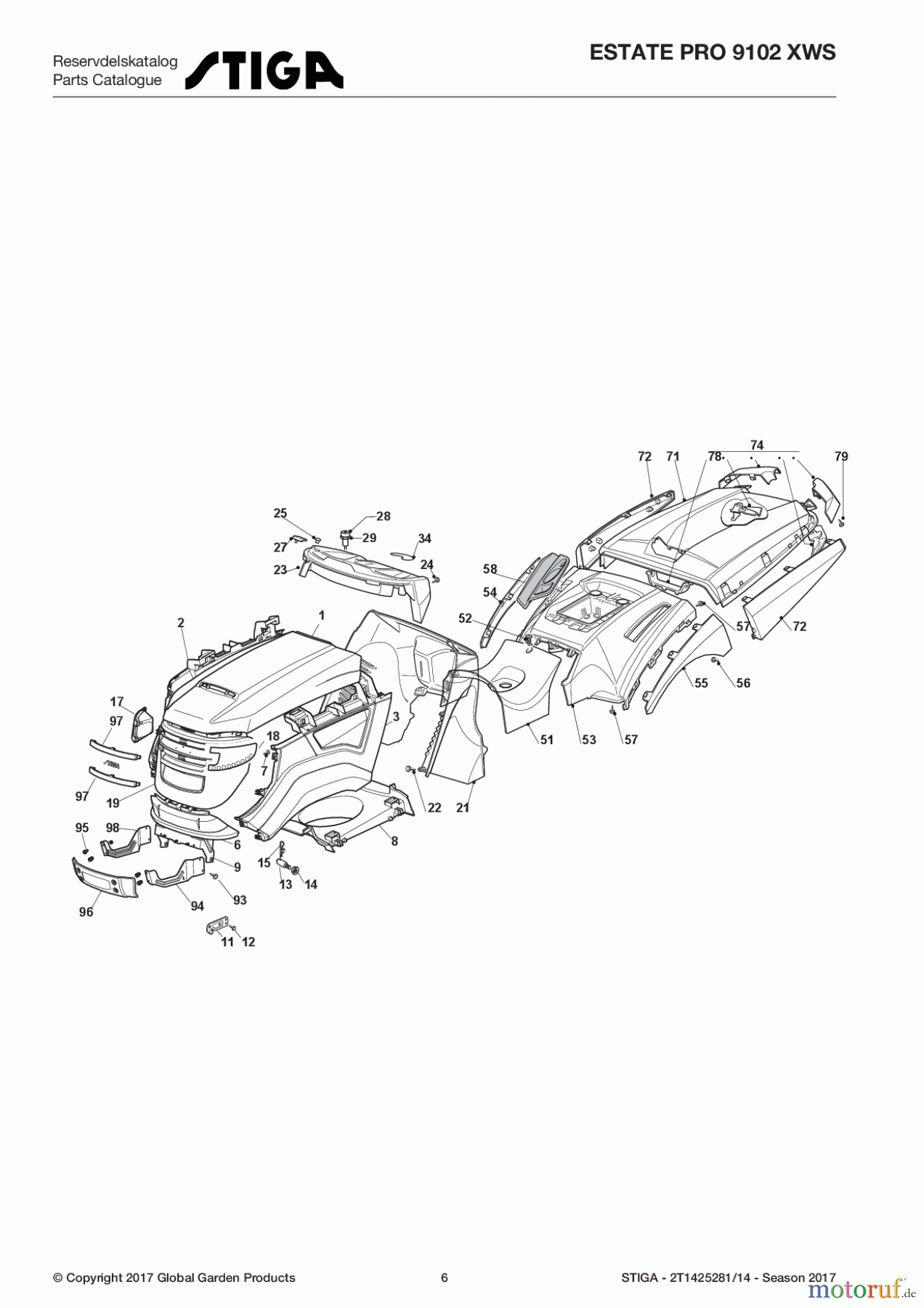  Stiga Aufsitzmäher Baujahr 2017 ESTATE PRO 9102 XWS 2T1425281/14 - Season 2017 Body