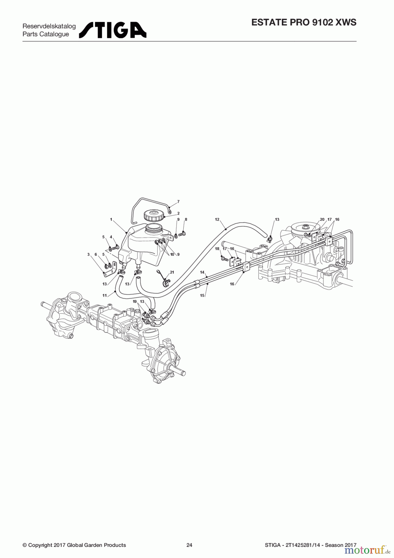 Stiga Aufsitzmäher Baujahr 2017 ESTATE PRO 9102 XWS 2T1425281/14 - Season 2017 Transmission Ass.Y