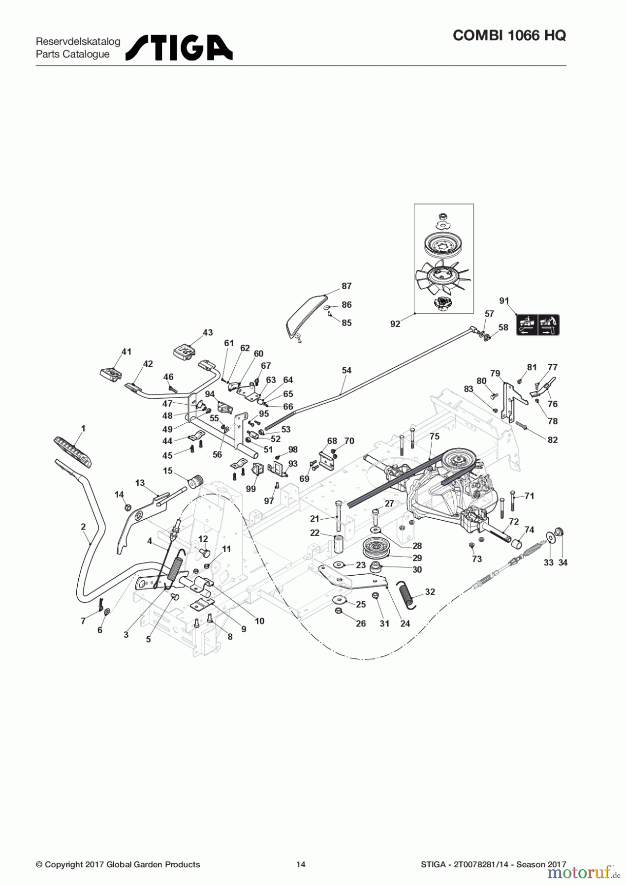 Stiga Aufsitzmäher Baujahr 2017 COMBI 1066 HQ 2T0078281/14 - Season 2017 Transmission T2