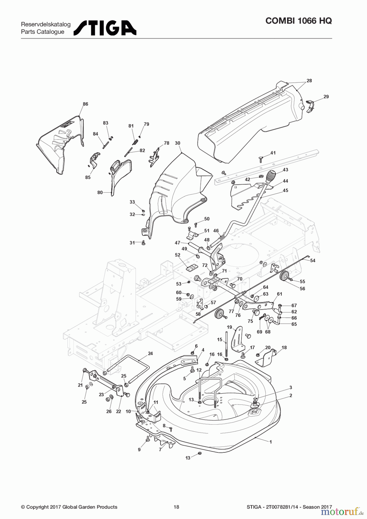 Stiga Aufsitzmäher Baujahr 2017 COMBI 1066 HQ 2T0078281/14 - Season 2017 Cutting Plate