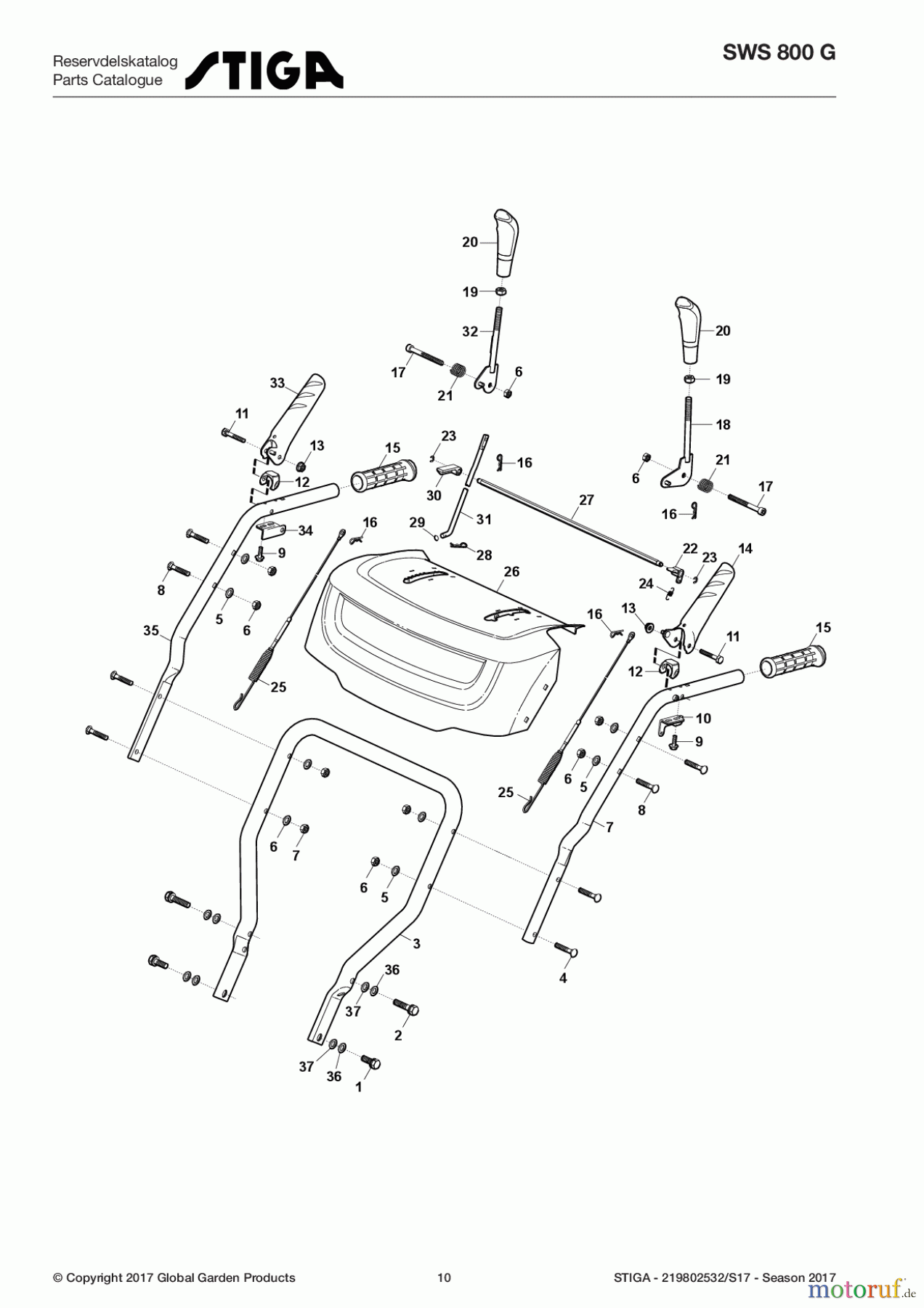 Stiga Kehrmaschinen Baujahr 2017 2017 SWS 800 G 219802532/S17 - Season 2017 Handle