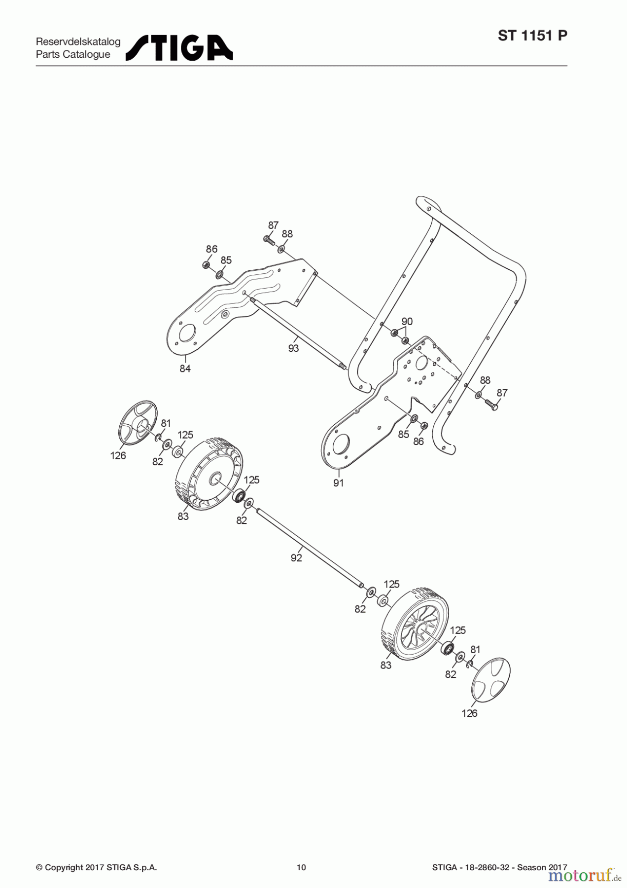 Stiga Schneefräsen Baujahr 2017 Schneefräsen Benzin 2017 ST 1151 P 18-2860-32 - Season 2017 Wheel