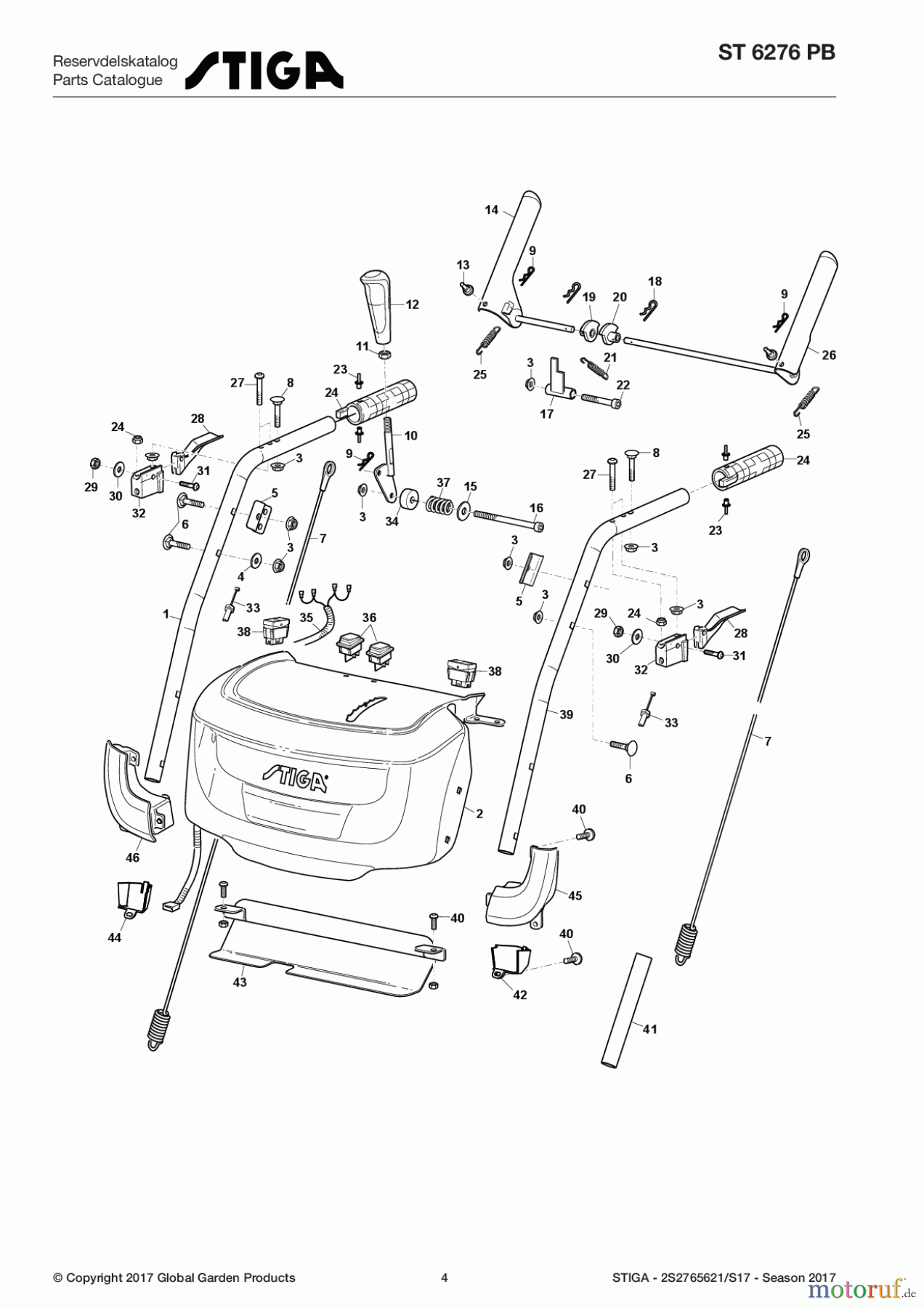 Stiga Schneefräsen Baujahr 2017 Schneefräsen Benzin 2017 ST 6276 PB 2S2765621/S17 - Season 2017 Handle