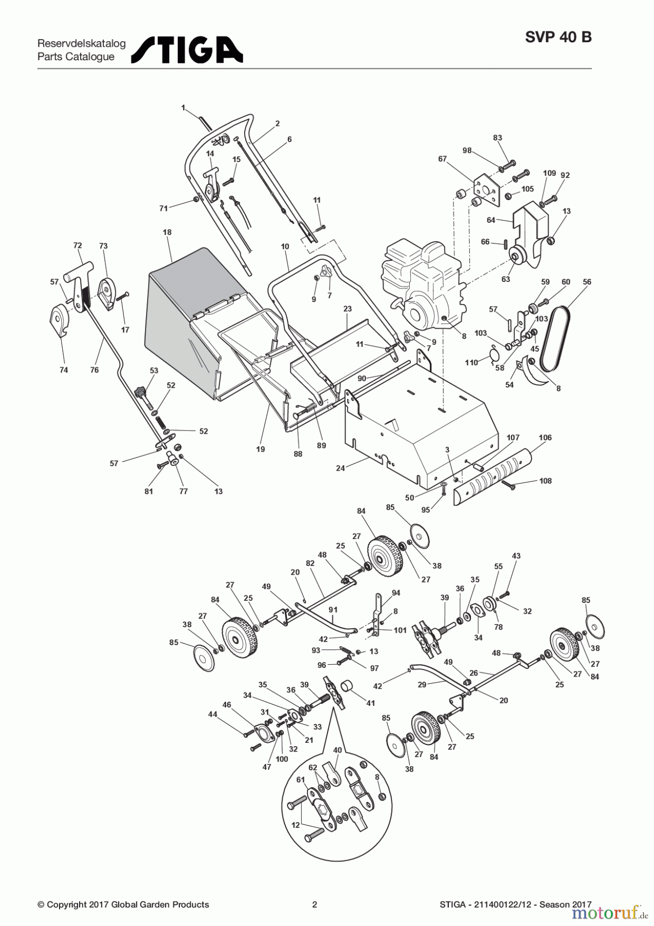  Stiga Vertikutierer Baujahr 2017 Benzin 2017 SVP 40 B 211400122/12 - Season 2017 Scarifier