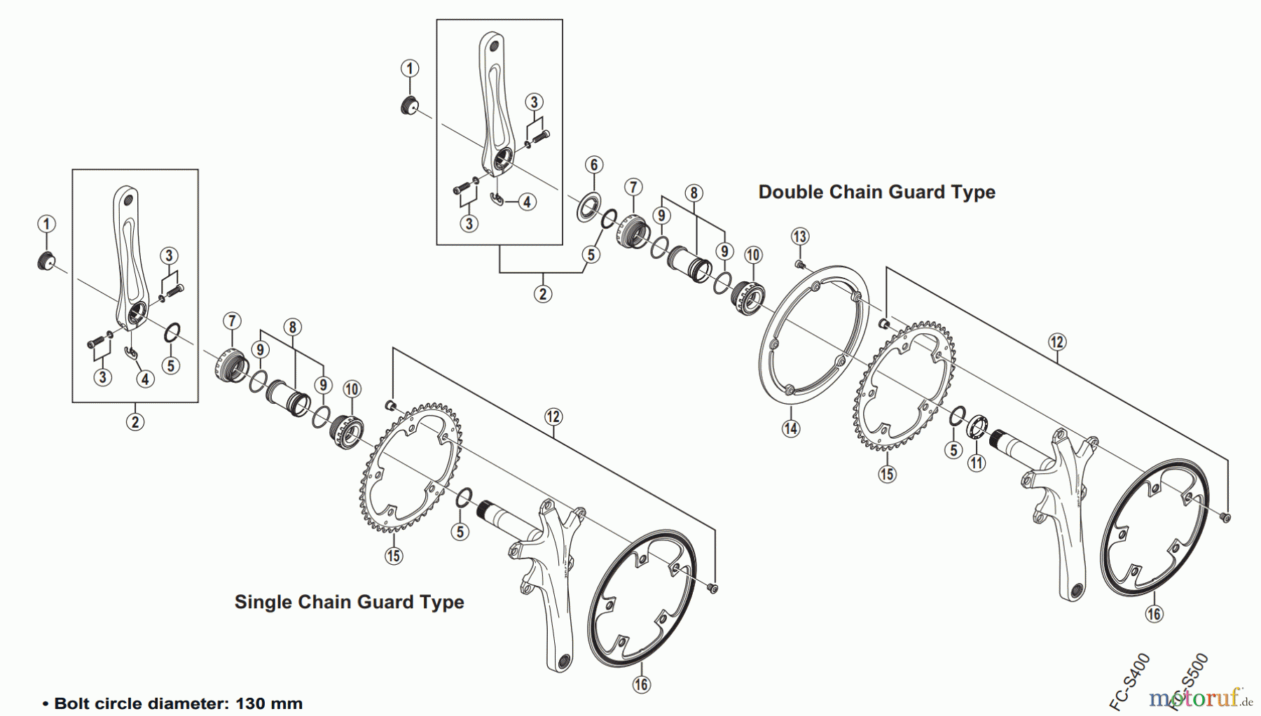 Shimano FC Front Chainwheel - Kurbelsatz, Vorderes Kettenblatt FC-S501 ALFINE Front Chainwheel