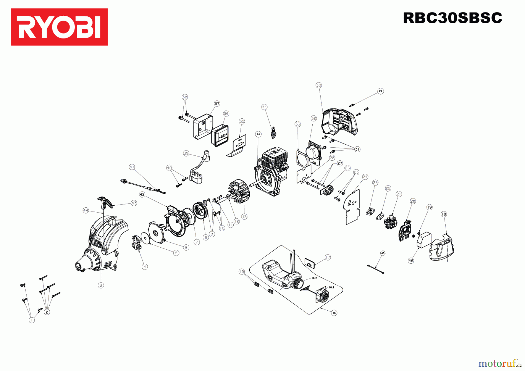  Ryobi Sensen Freischneider Benzin RBC30SBSC  Ryobi 30cc Motorsense Seite 2