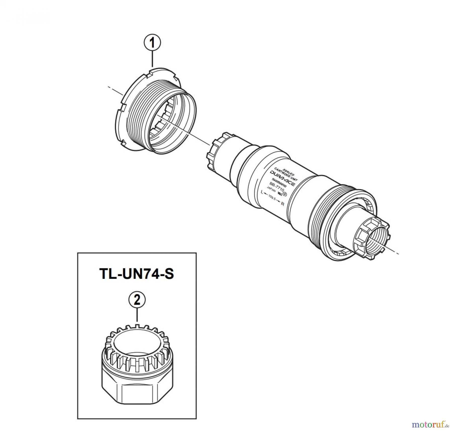 Shimano BB Bottom Bracket- Tretlager BB-7710 DURA-ACE TRACK Bottom Bracket Assembly