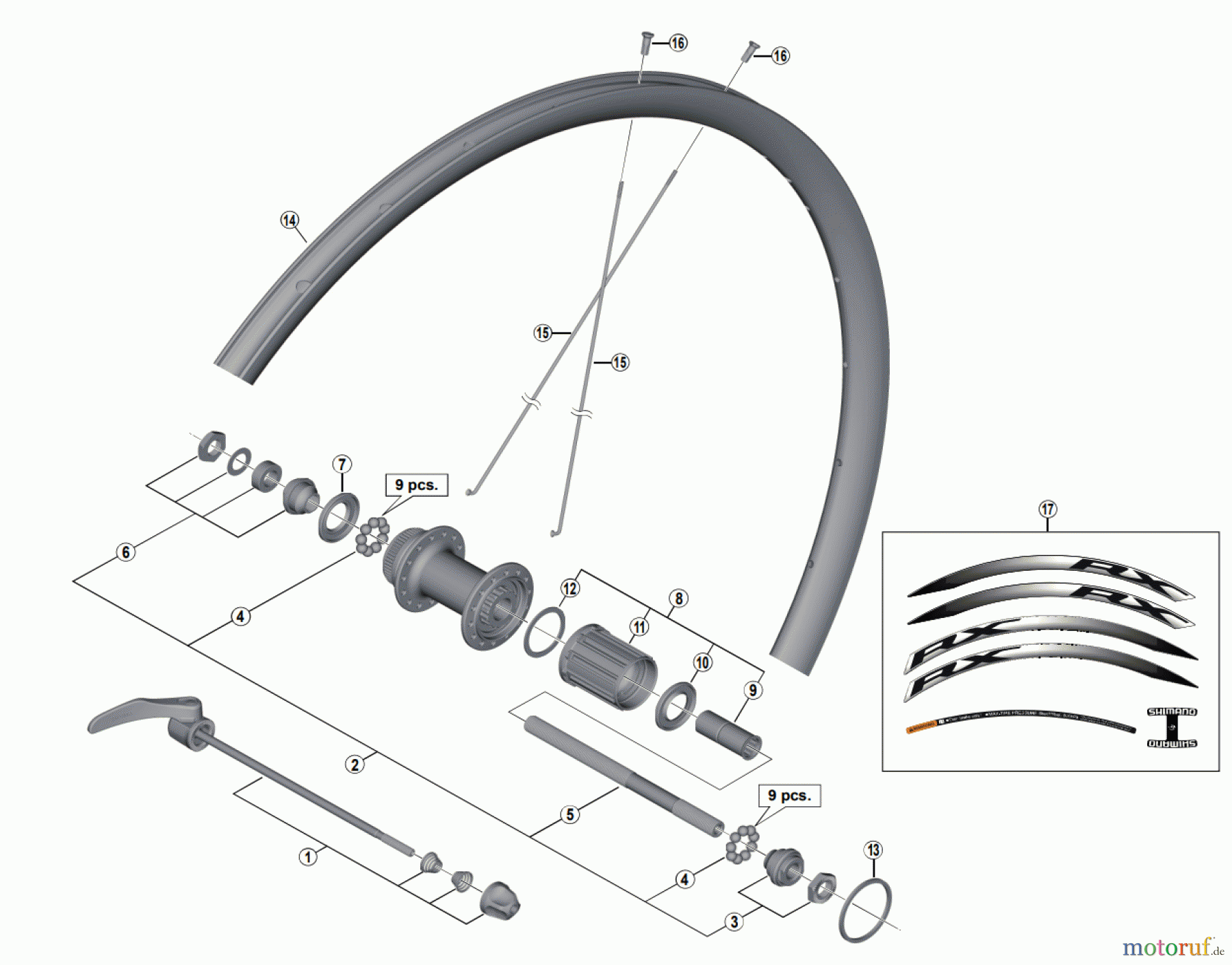 Shimano WH Wheels - Laufräder WH-RX010-R Rear Wheel (10/11-speed)