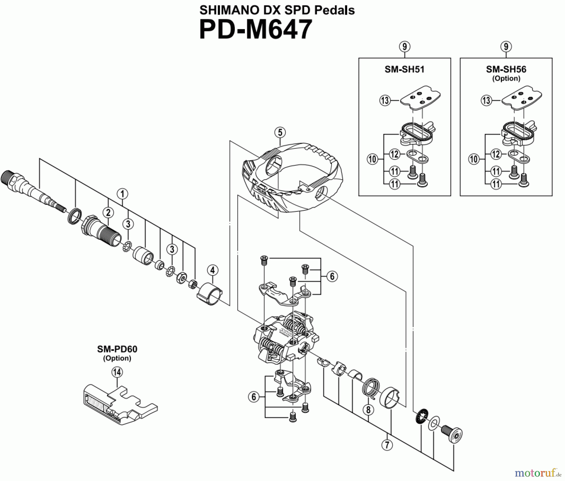 Shimano PD Pedal - Pedale PD-M647 Shimano DX SPD Pedals