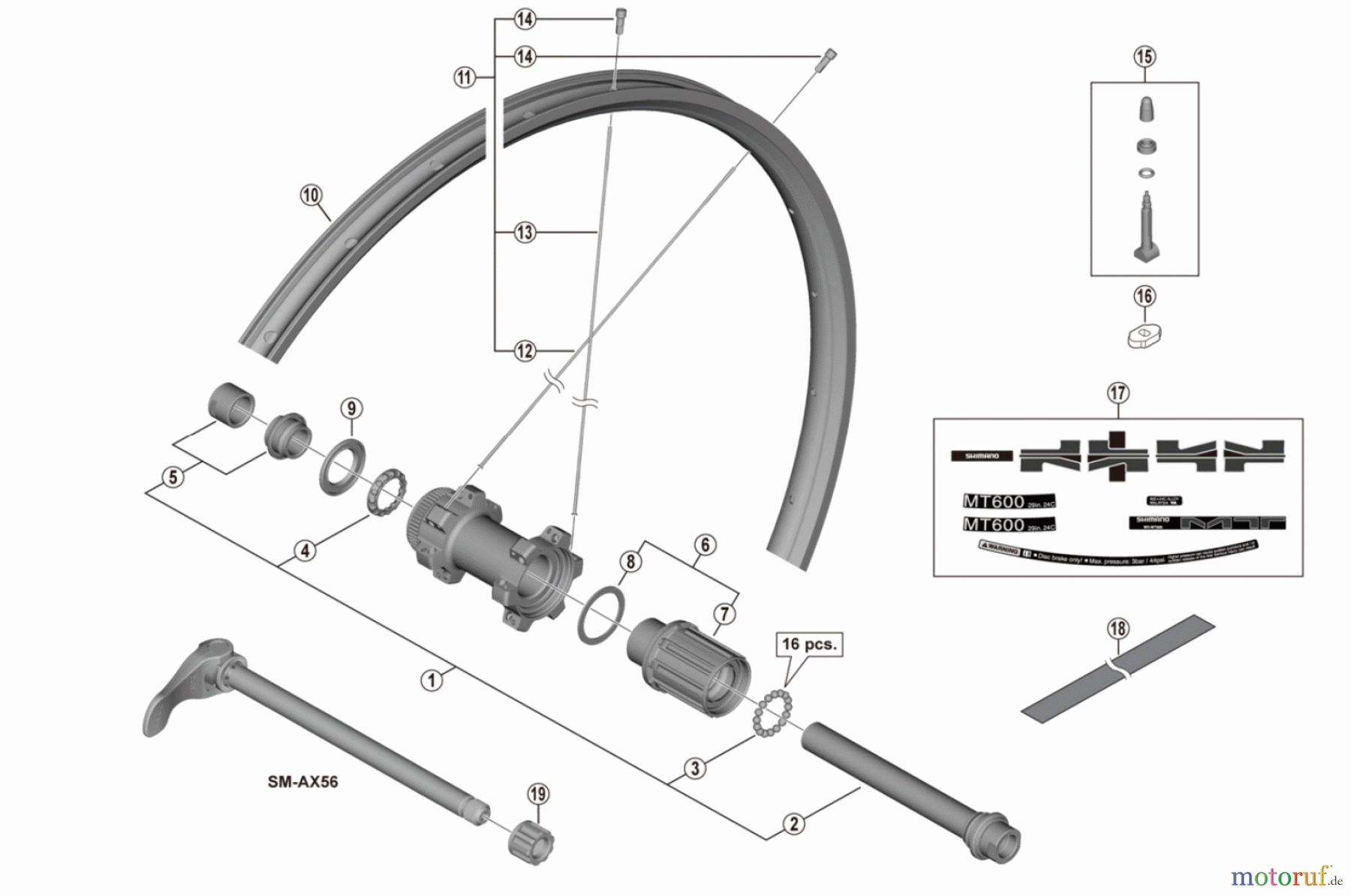 Shimano WH Wheels - Laufräder WH-MT600-TL-R12-29 Rear Wheel