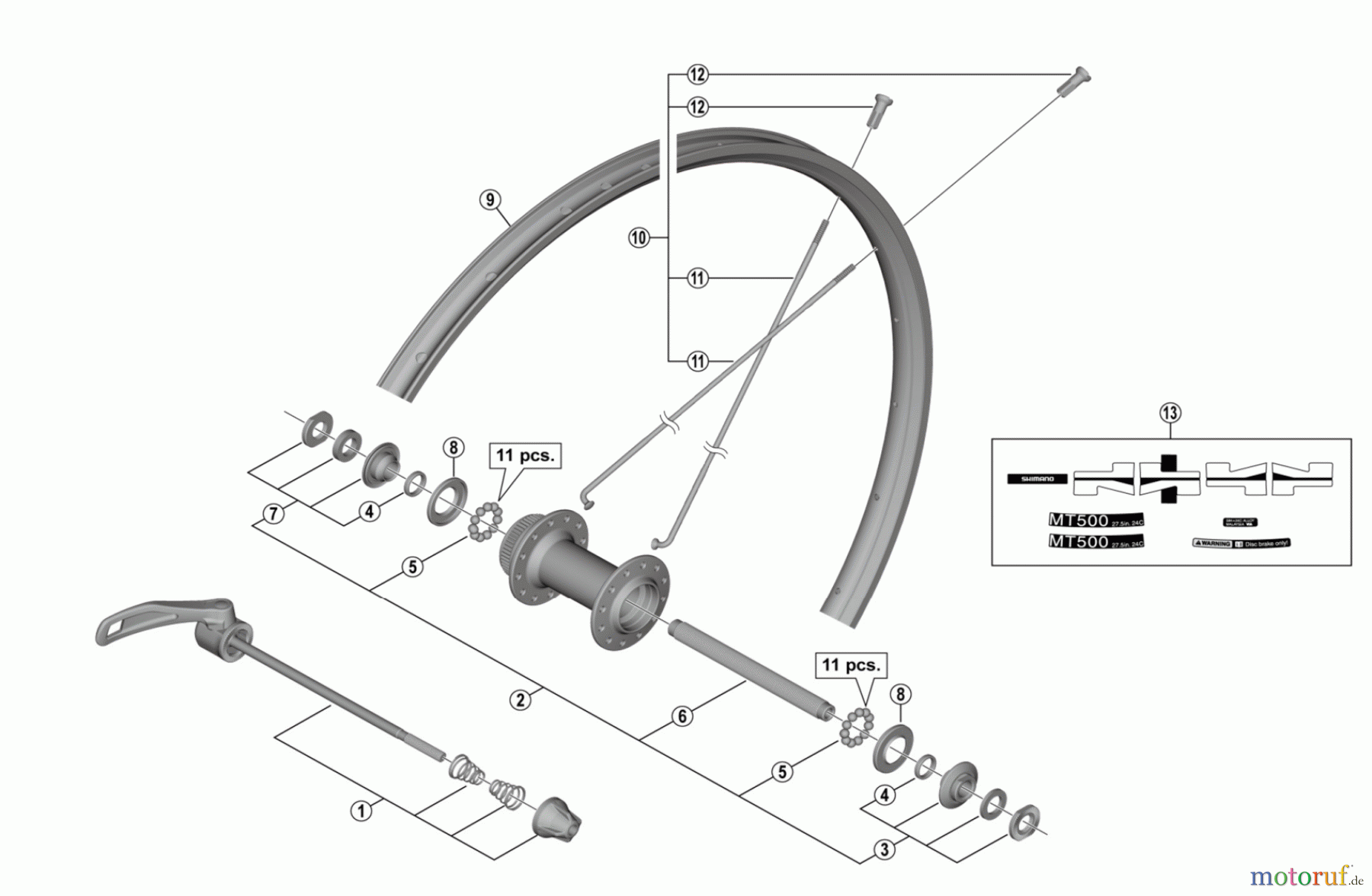 Shimano WH Wheels - Laufräder WH-MT500-CL-F-275 Front Wheel