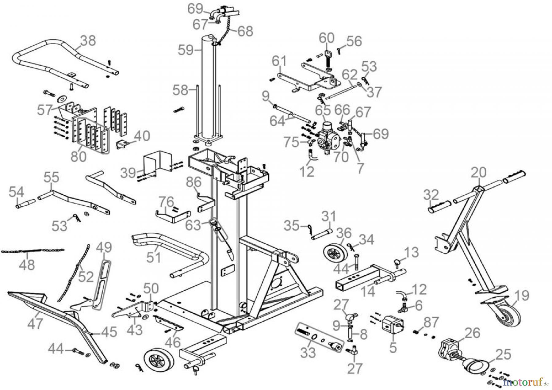 Güde Brennholzbearbeitung Holzspalter über 10 t Spaltdruck Holzspalter GHS 1000/14TZ-A - 02062 Ersatzteileversion FSL02062-01