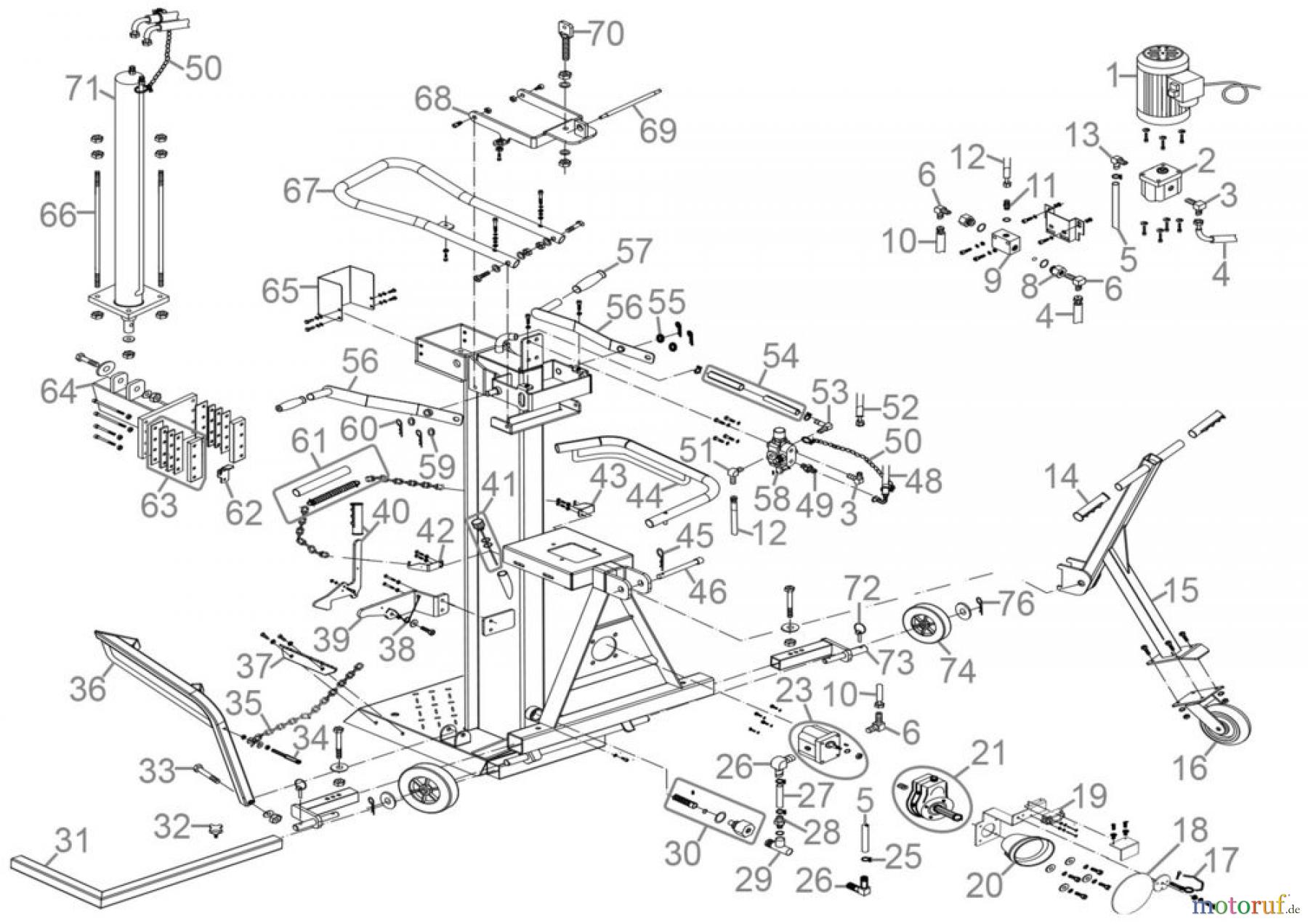 Güde Brennholzbearbeitung Holzspalter über 10 t Spaltdruck Holzspalter GHS 1000/14TEZ-A - 02063 Ersatzteileversion FSL02063-01