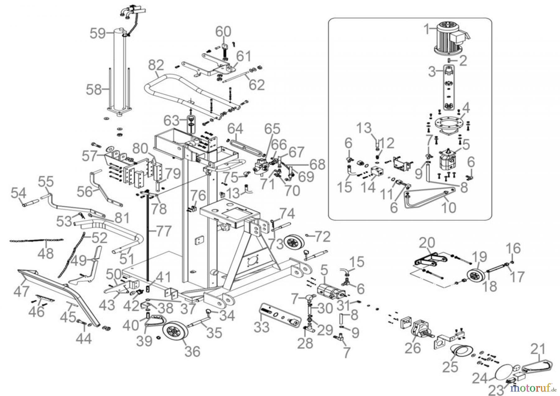 Güde Brennholzbearbeitung Holzspalter über 10 t Spaltdruck Holzspalter GHS 1000/20TEZ-A - 02066 Ersatzteileversion FSL02066-01