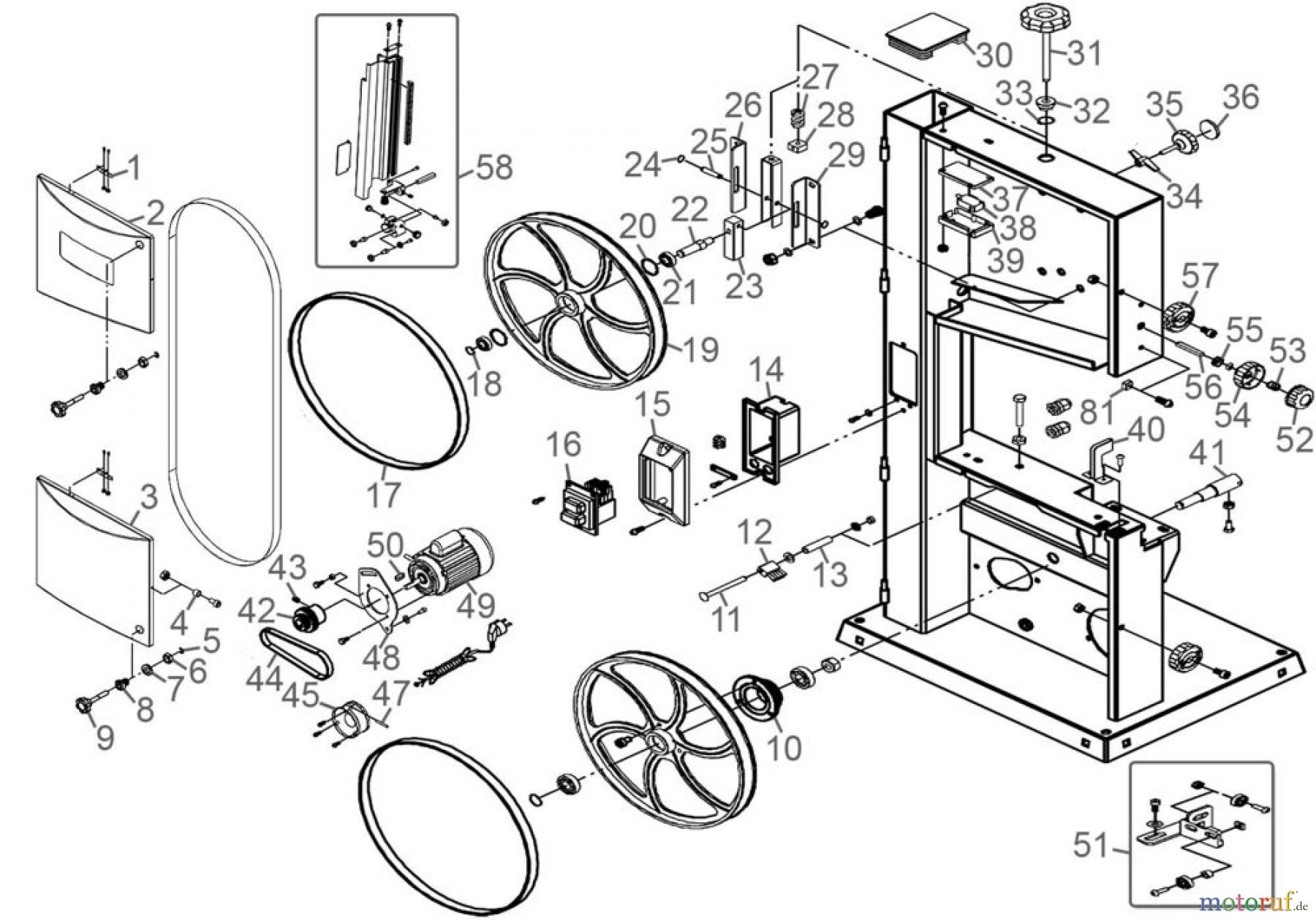 Güde Holzbearbeitung Bandsägen Bandsäge GBS 250 - 83811 Ersatzteileversion FSL83811-01 Seite 1