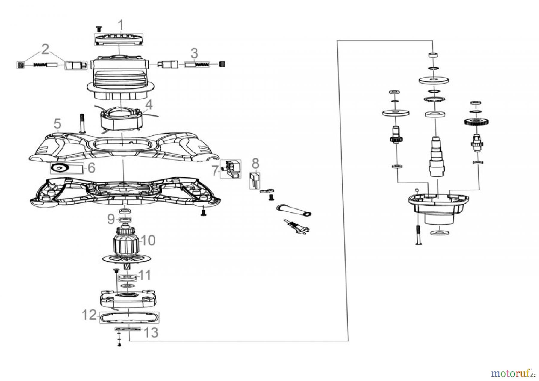 Güde Elektrowerkzeuge E-Werkzeuge Rührwerke Rührwerk GRW 1400 - 58046 Ersatzteileversion FSL58046-01