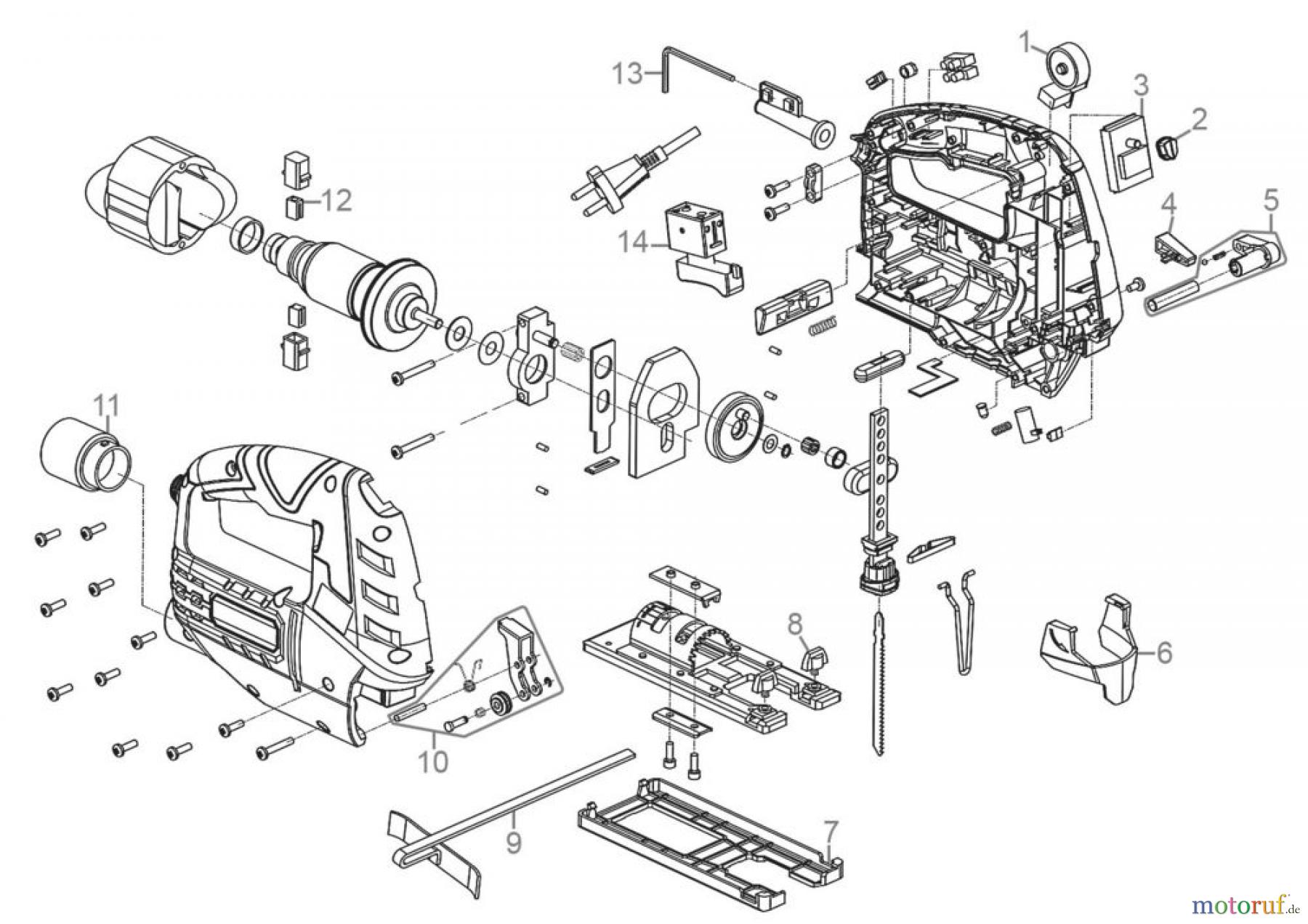 Güde Elektrowerkzeuge E-Werkzeuge Stichsägen Stichsäge STS 800-2 EL - 58139 Ersatzteileversion FSL58139-01